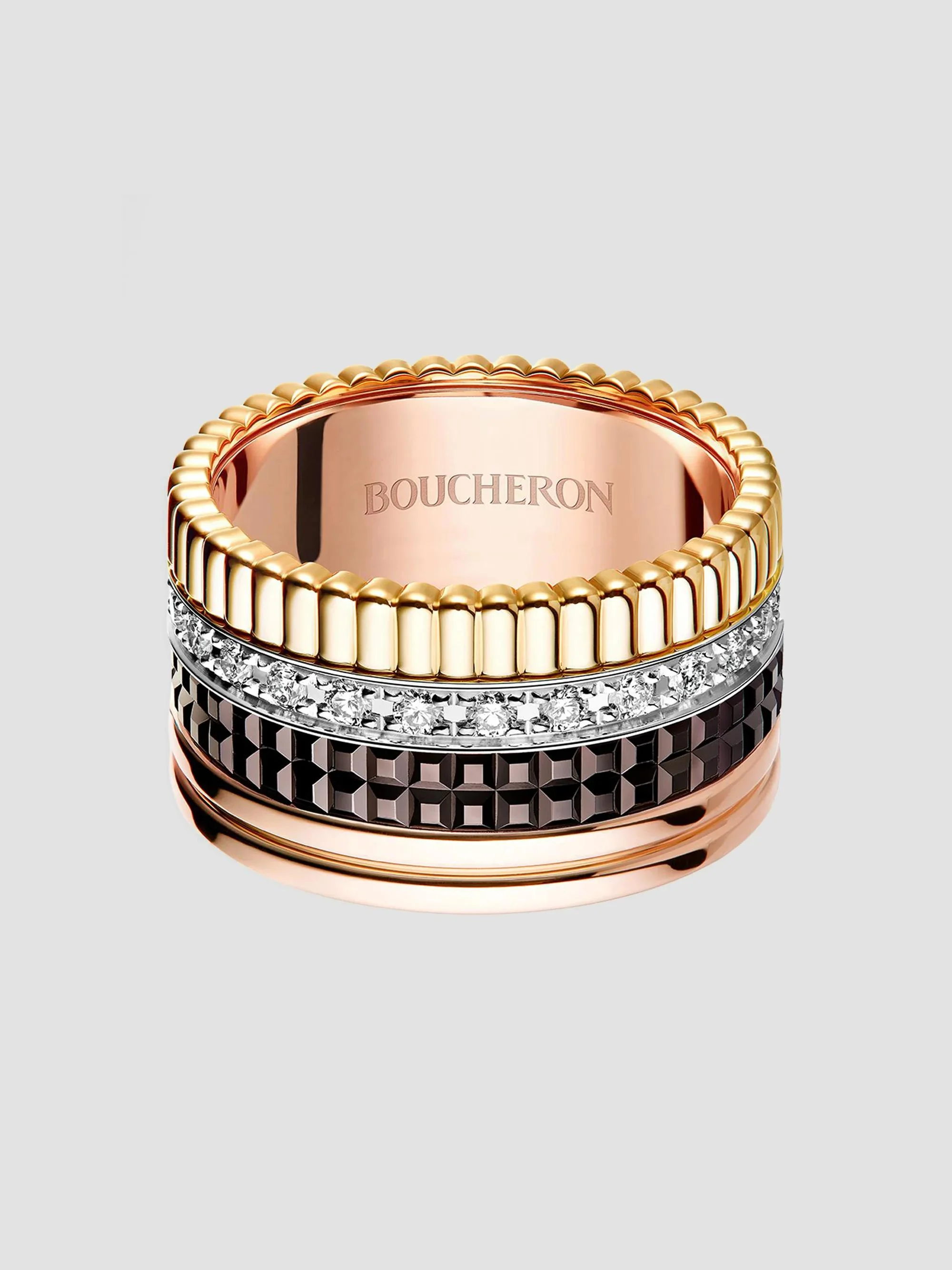 Women's Quatre Classique L Tri-Tone 18K Gold, Brown PVD & 0.49 TCW Diamond Ring - Pink - 1