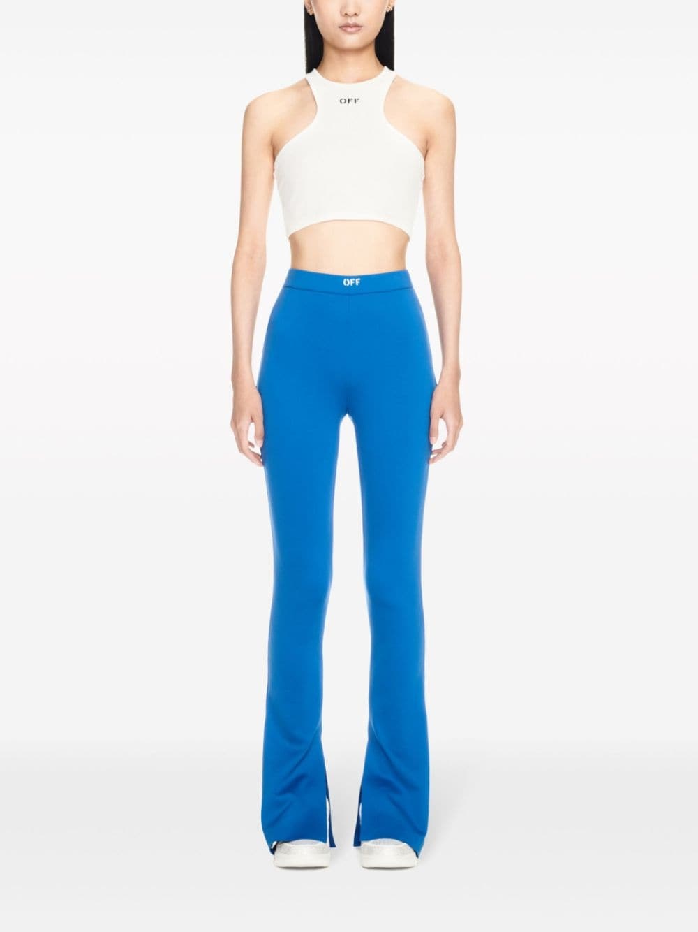 logo-waistband flared leggings - 2