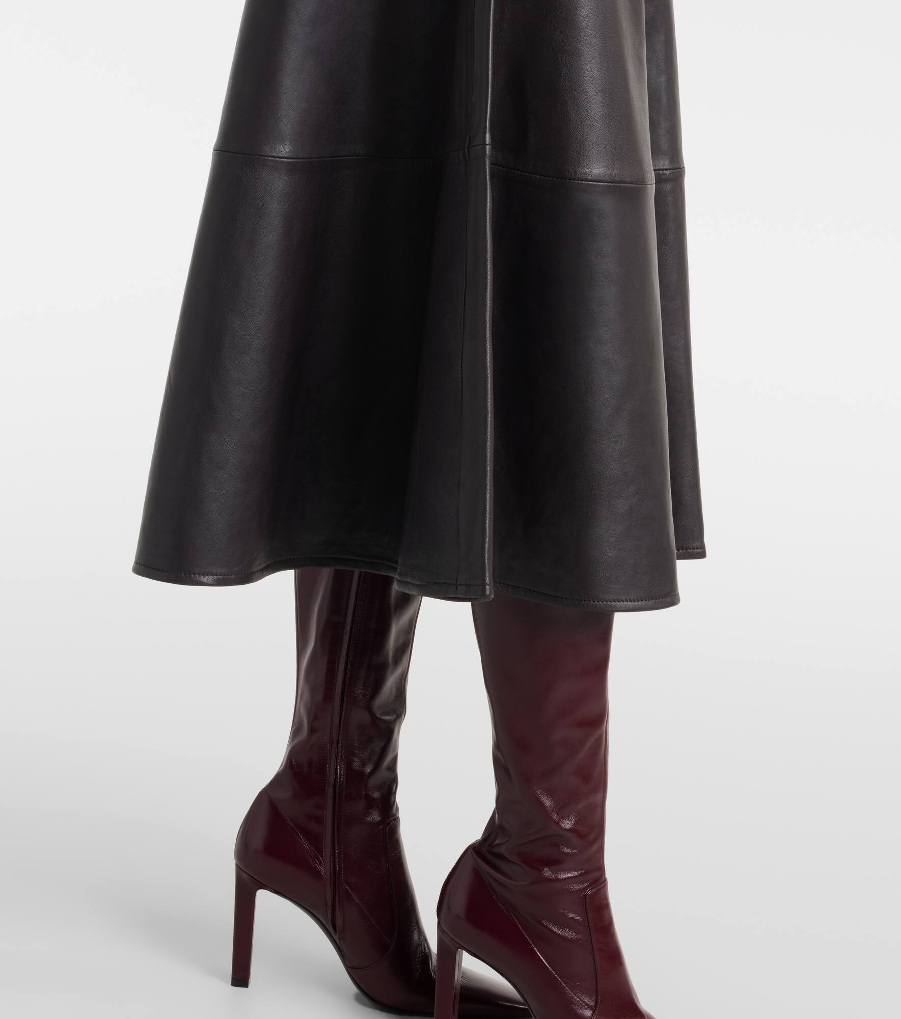 Savil leather midi skirt - 5