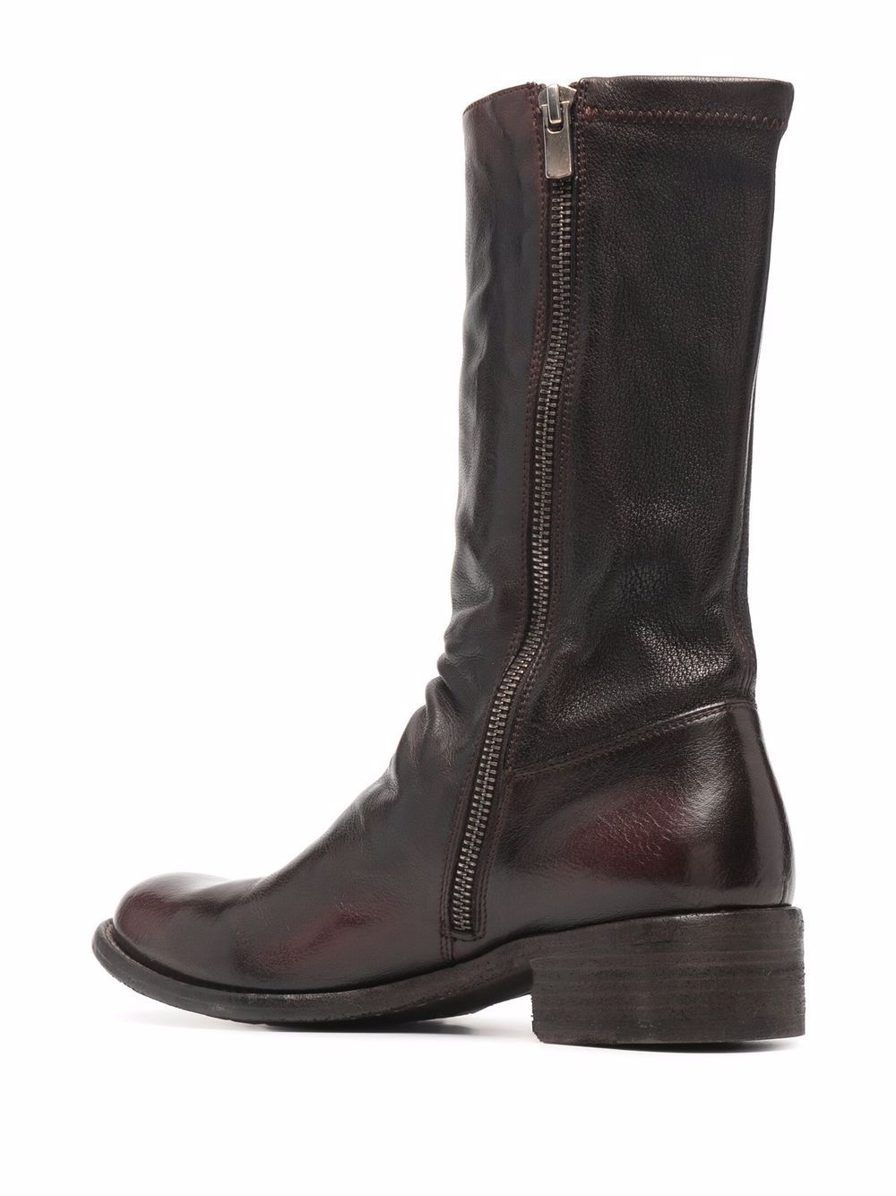 ruched-detailing zip-up leather boots - 3