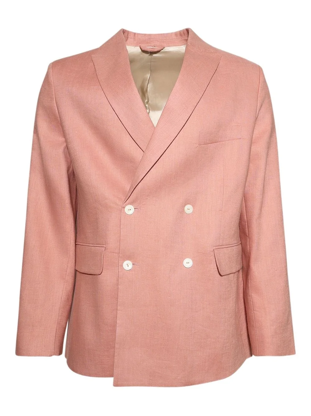 double-breasted linen jacket - 1