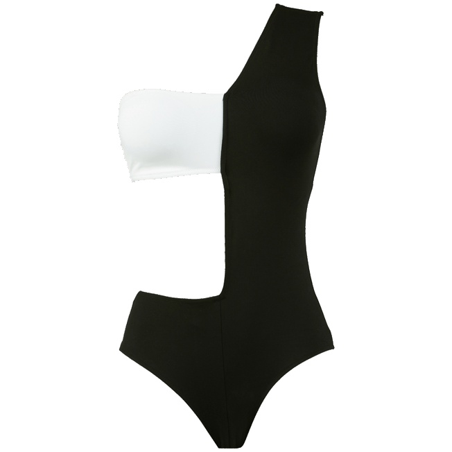 Women Asymmetric One-piece Swimsuit Solid - 1