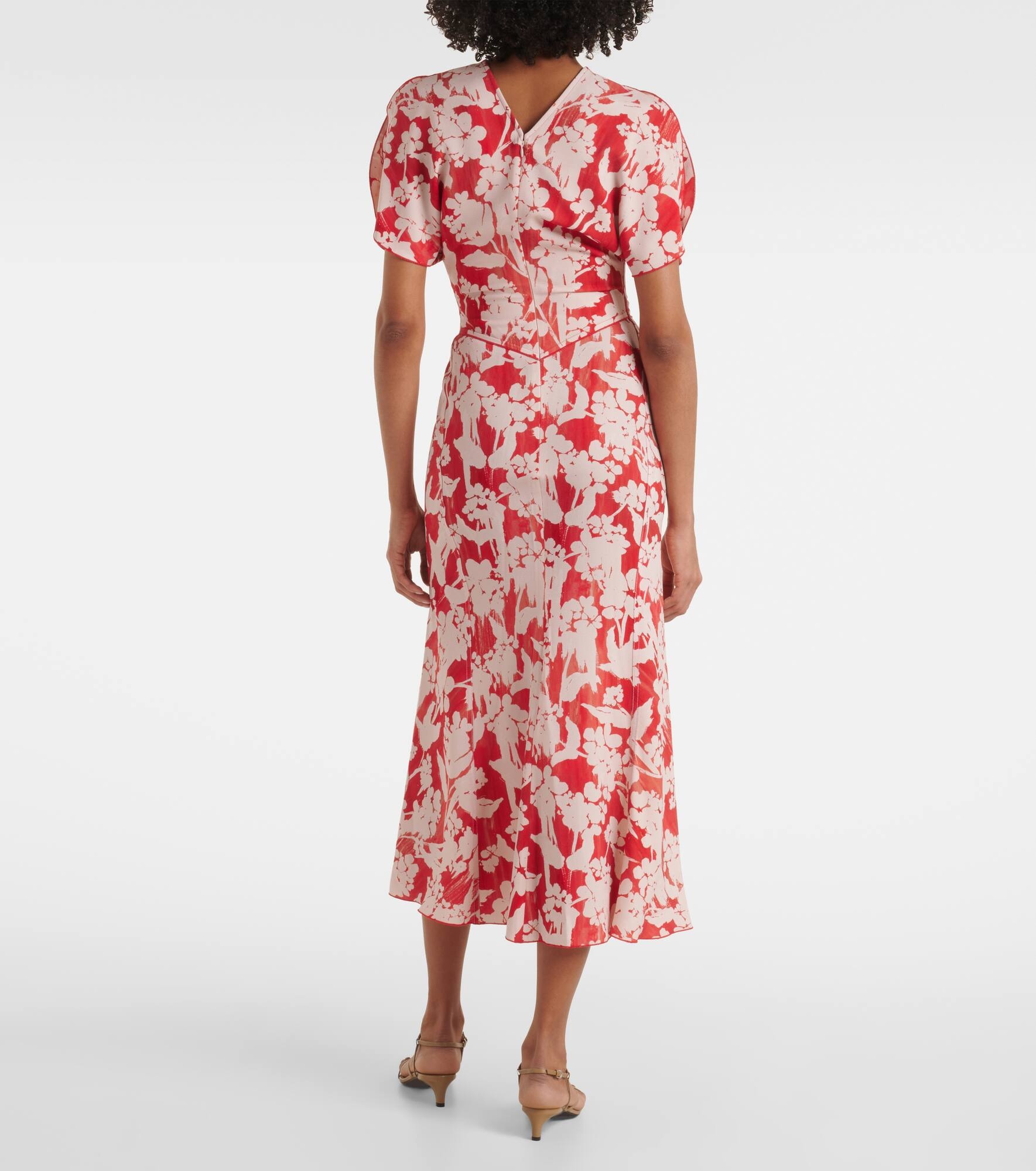 Floral gathered midi dress - 3