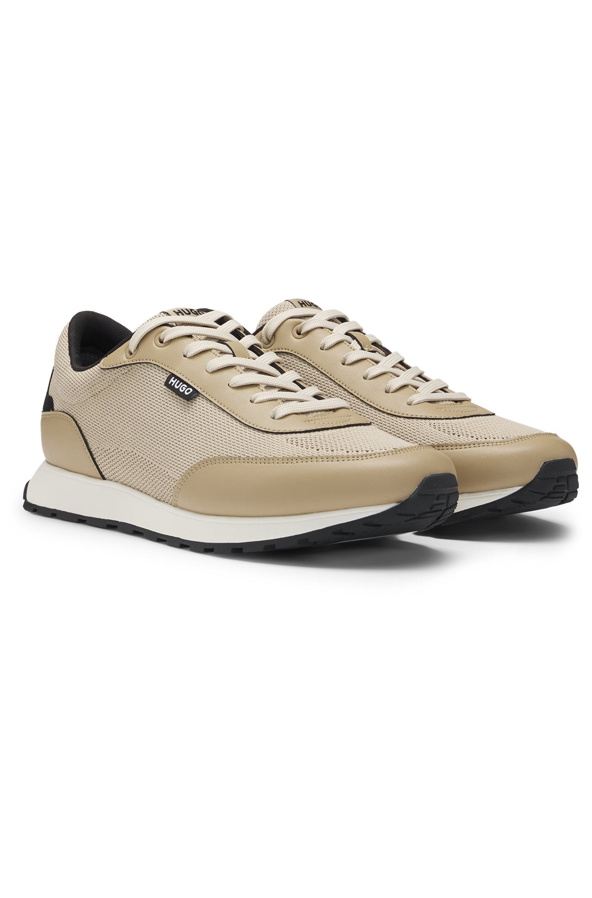 KNIT-EFFECT TRAINERS WITH FAUX-LEATHER TRIMS - 2