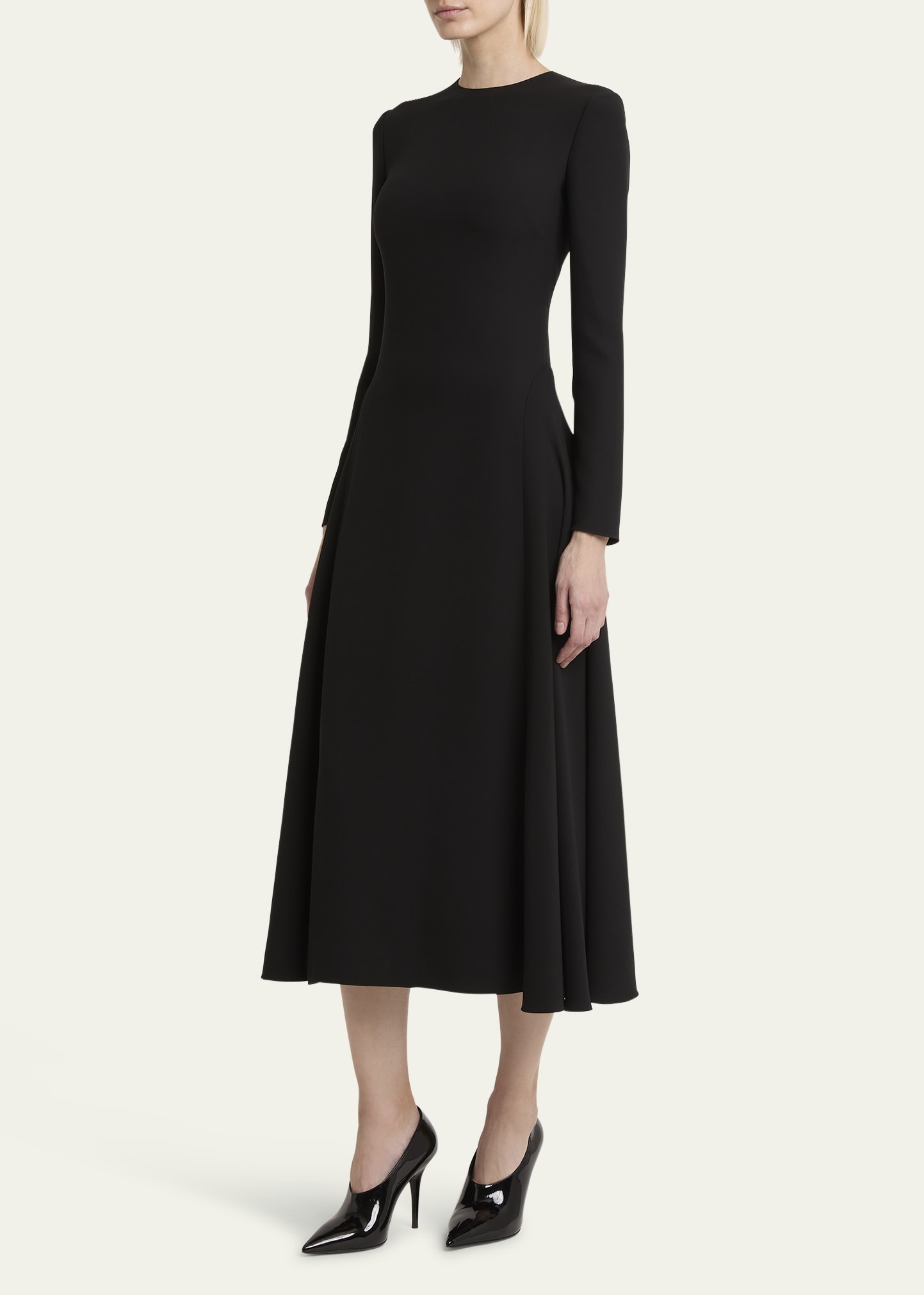 Long Sleeve Silk Midi Dress - 4