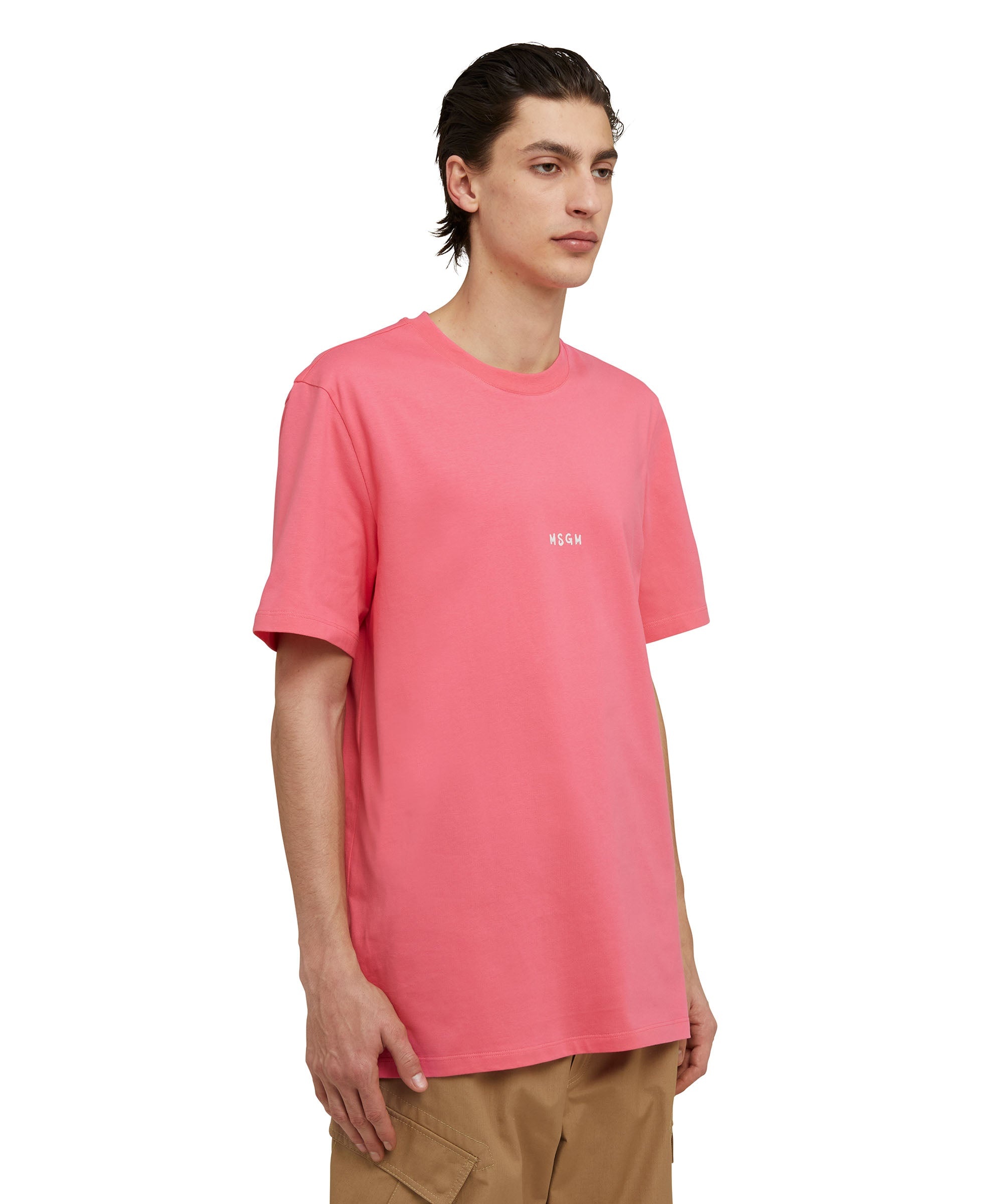 Cotton crewneck t-shirt with MSGM micro logo - 4