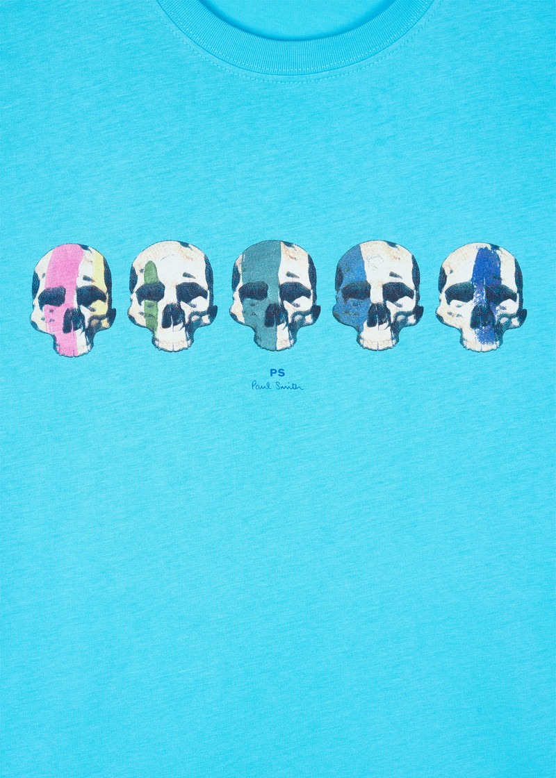 Paul Smith Turquoise 'Skulls' Print T-Shirt outlook