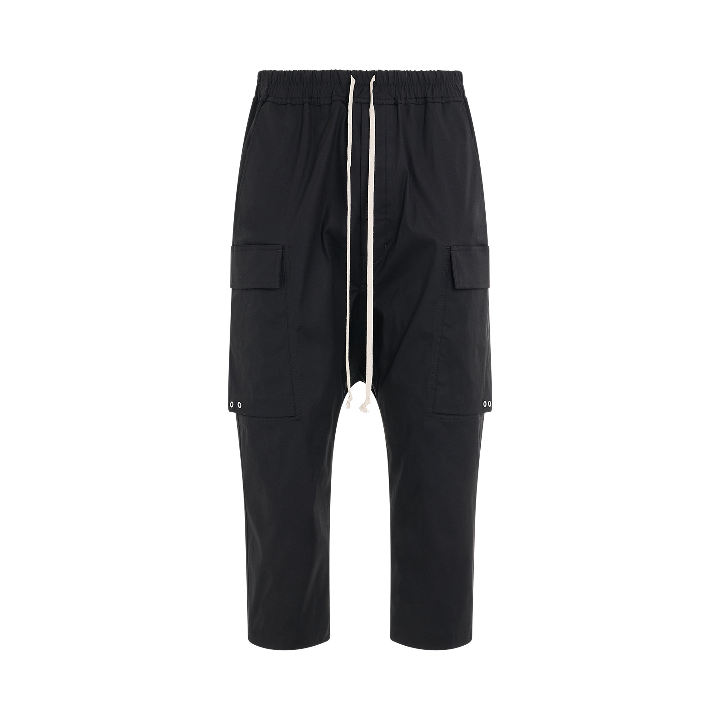 Heavy Cotton Cargo Cropped Pants in Black - 1