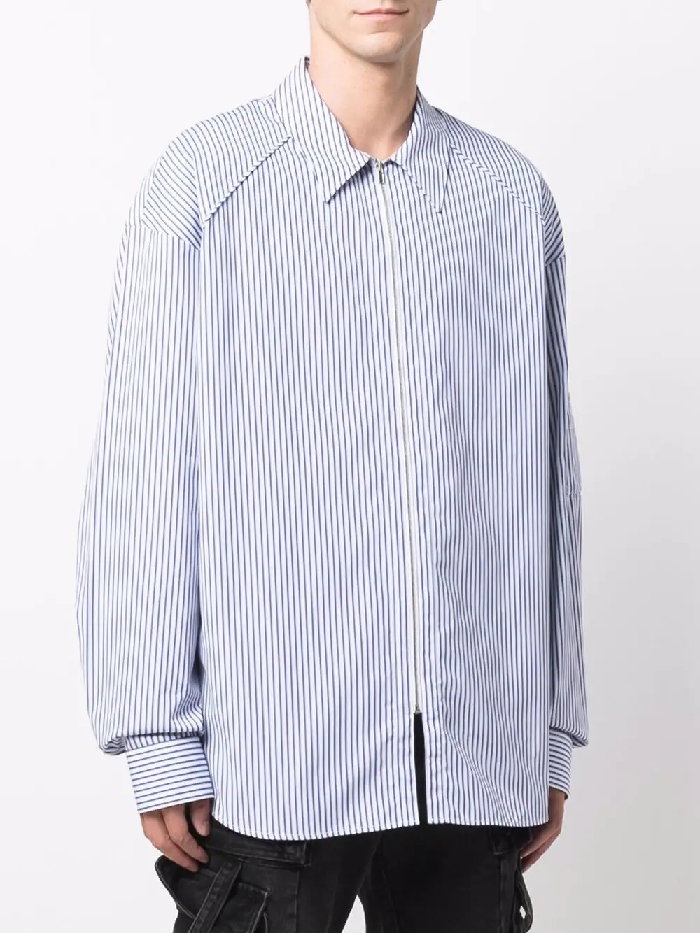 striped zip-up shirt - 3