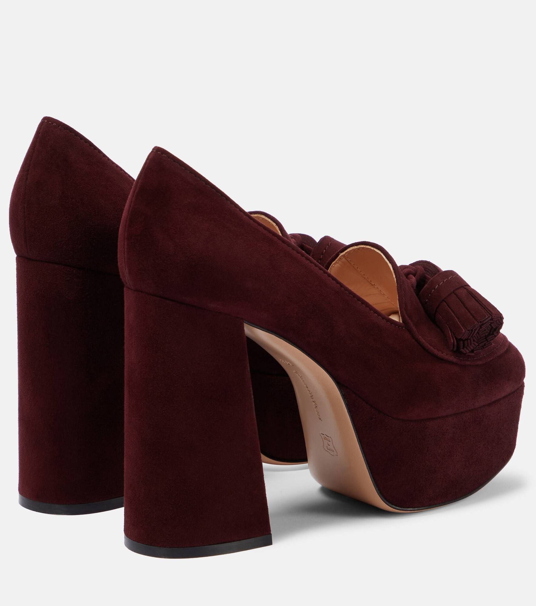 Tassel-trimmed suede platform pumps - 3