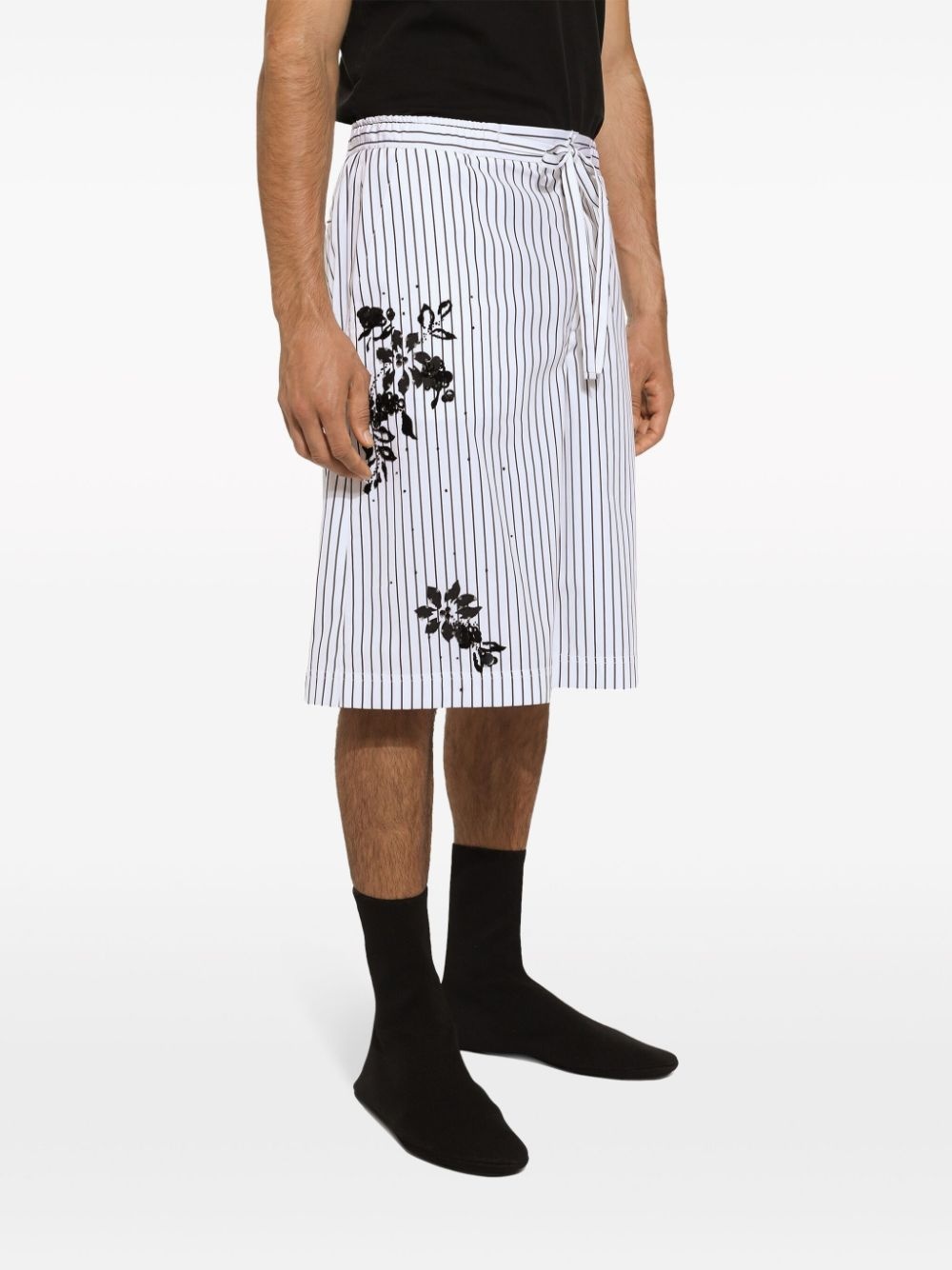 floral-detail striped bermuda shorts - 5