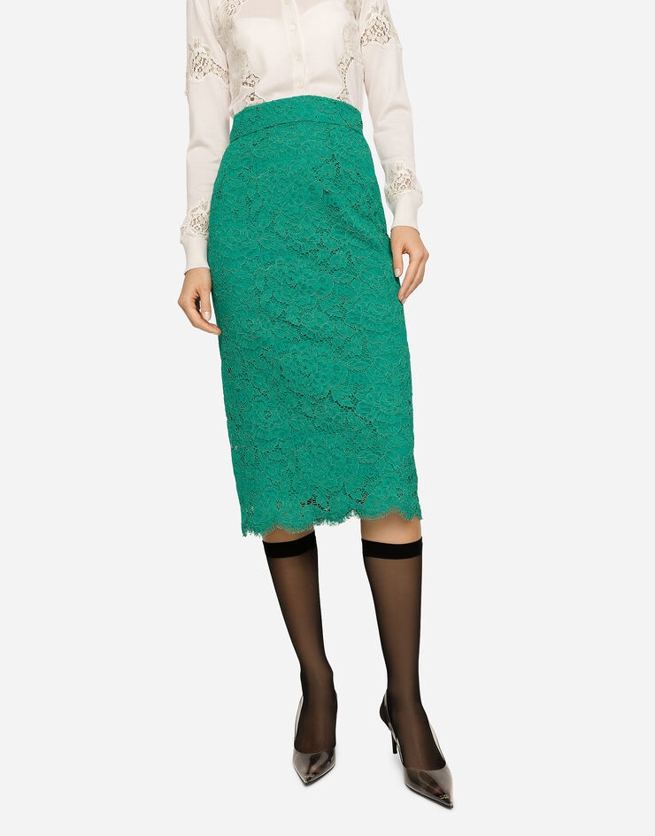 Branded stretch lace midi skirt - 4