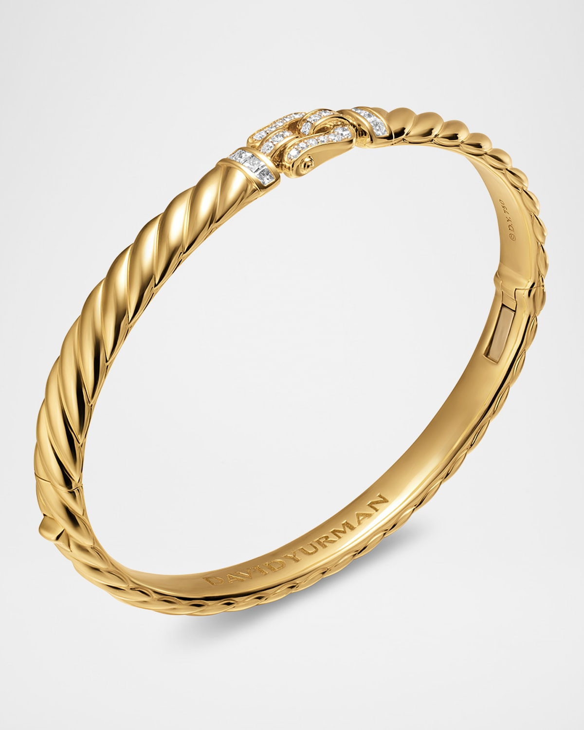 Sculpted Cable Buckle Bracelet with Diamonds in 18K Gold, 6mm - 3