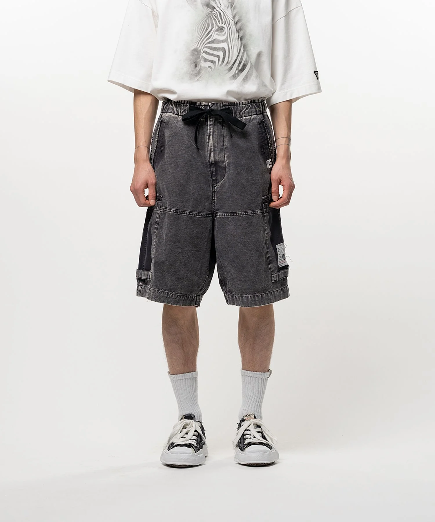 Cotton Satin Cargo Shorts - 1
