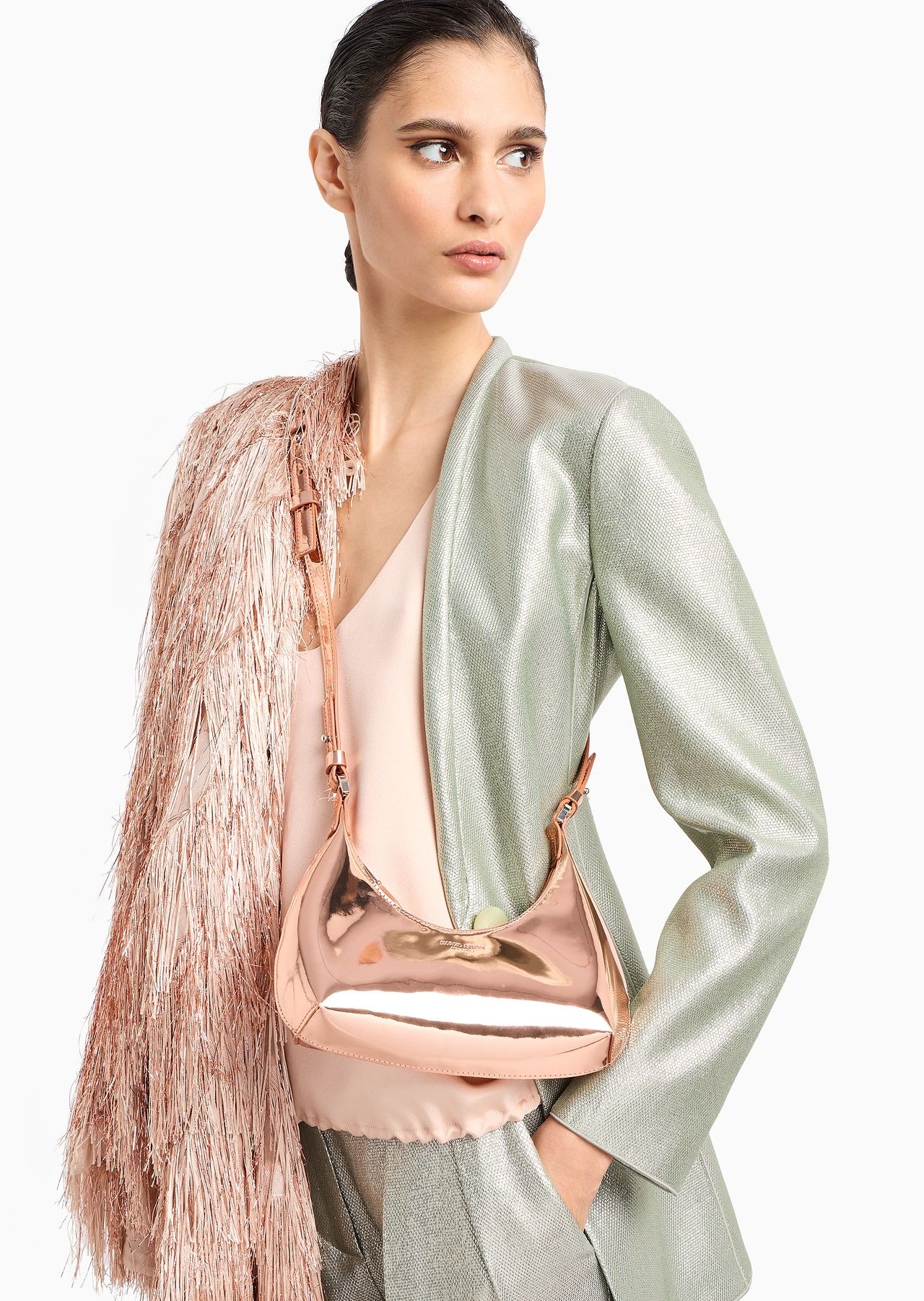 Lamé-leather la Prima mini hobo bag - 7