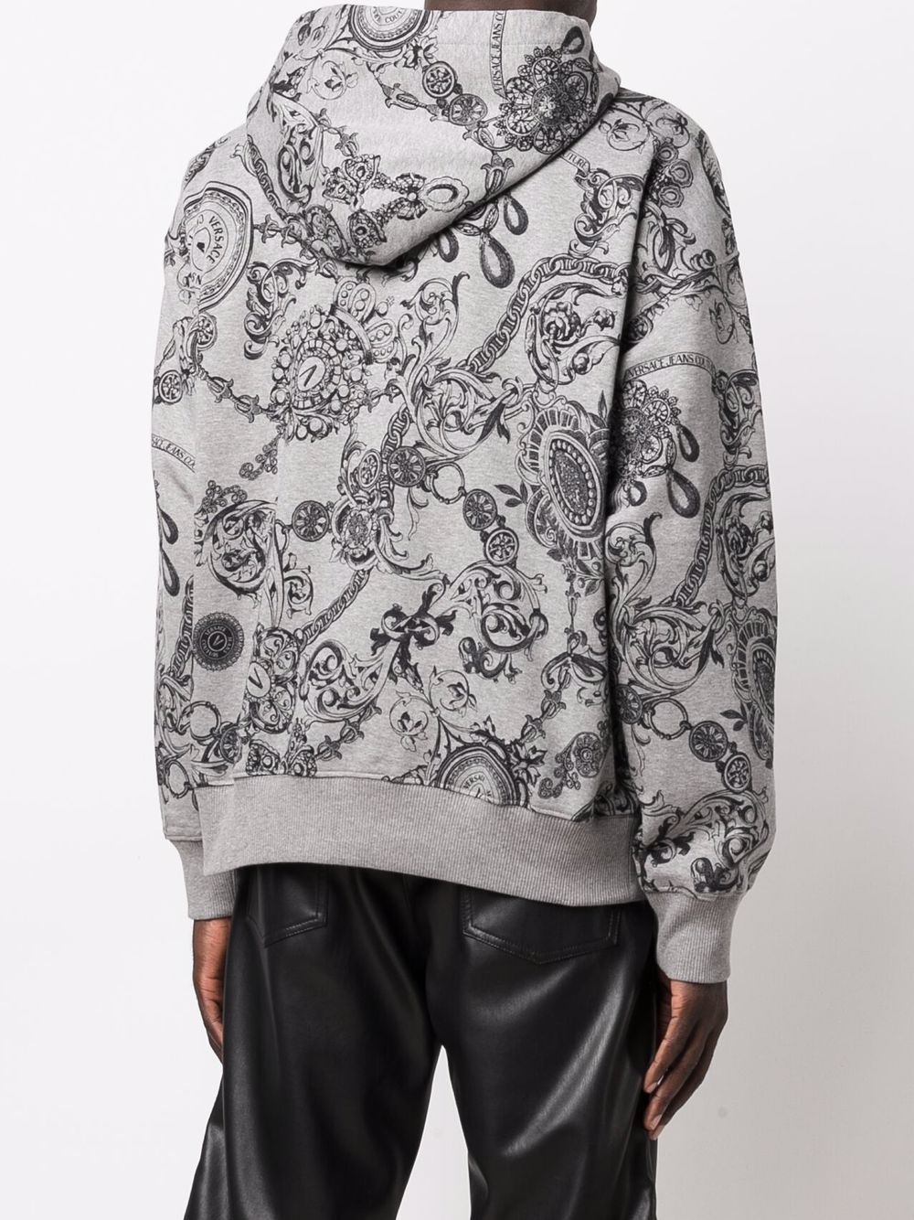 baroque-print cotton hoodie - 4