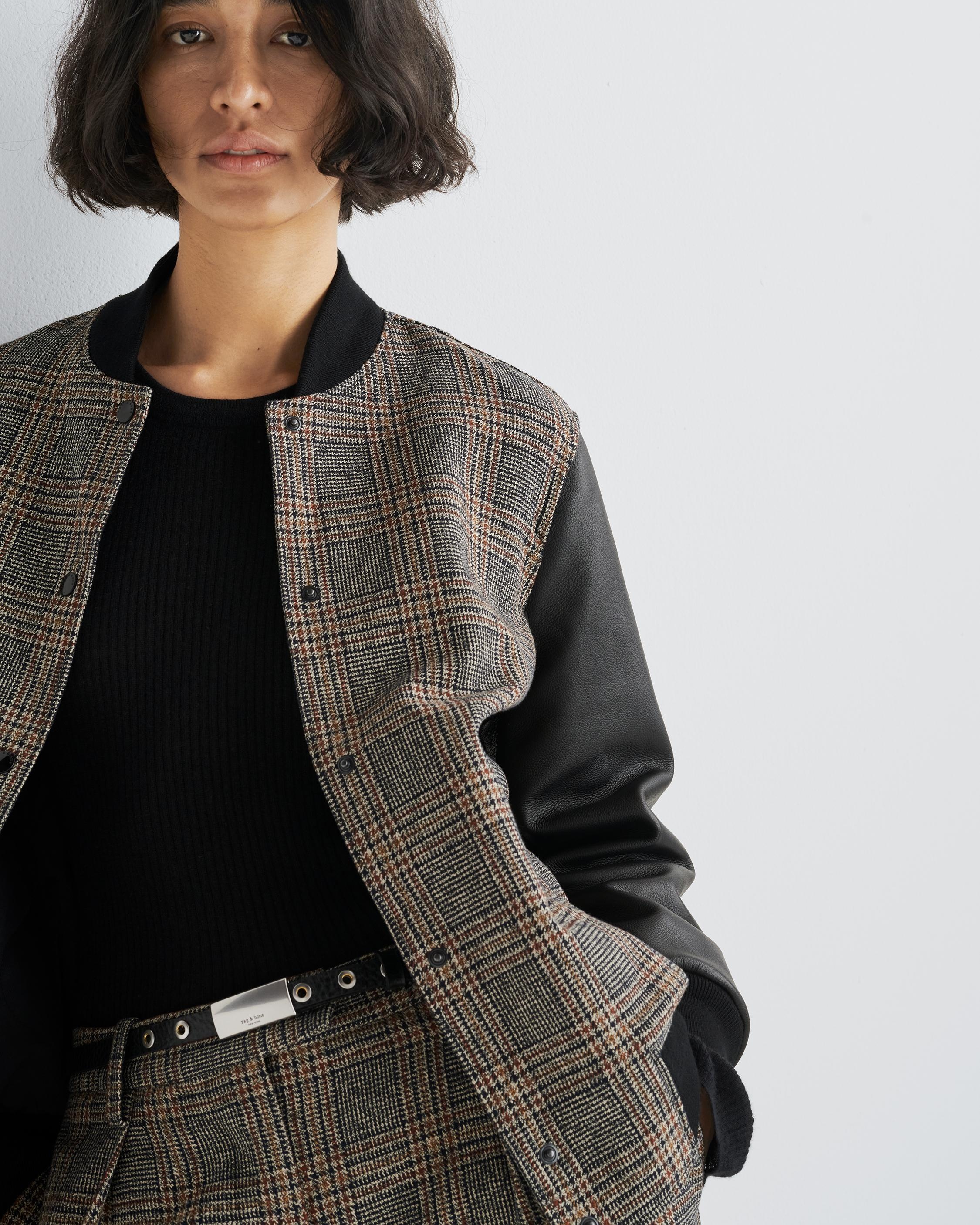 rag & bone Mace Cotton Leather Bomber Relaxed Fit Jacket | REVERSIBLE