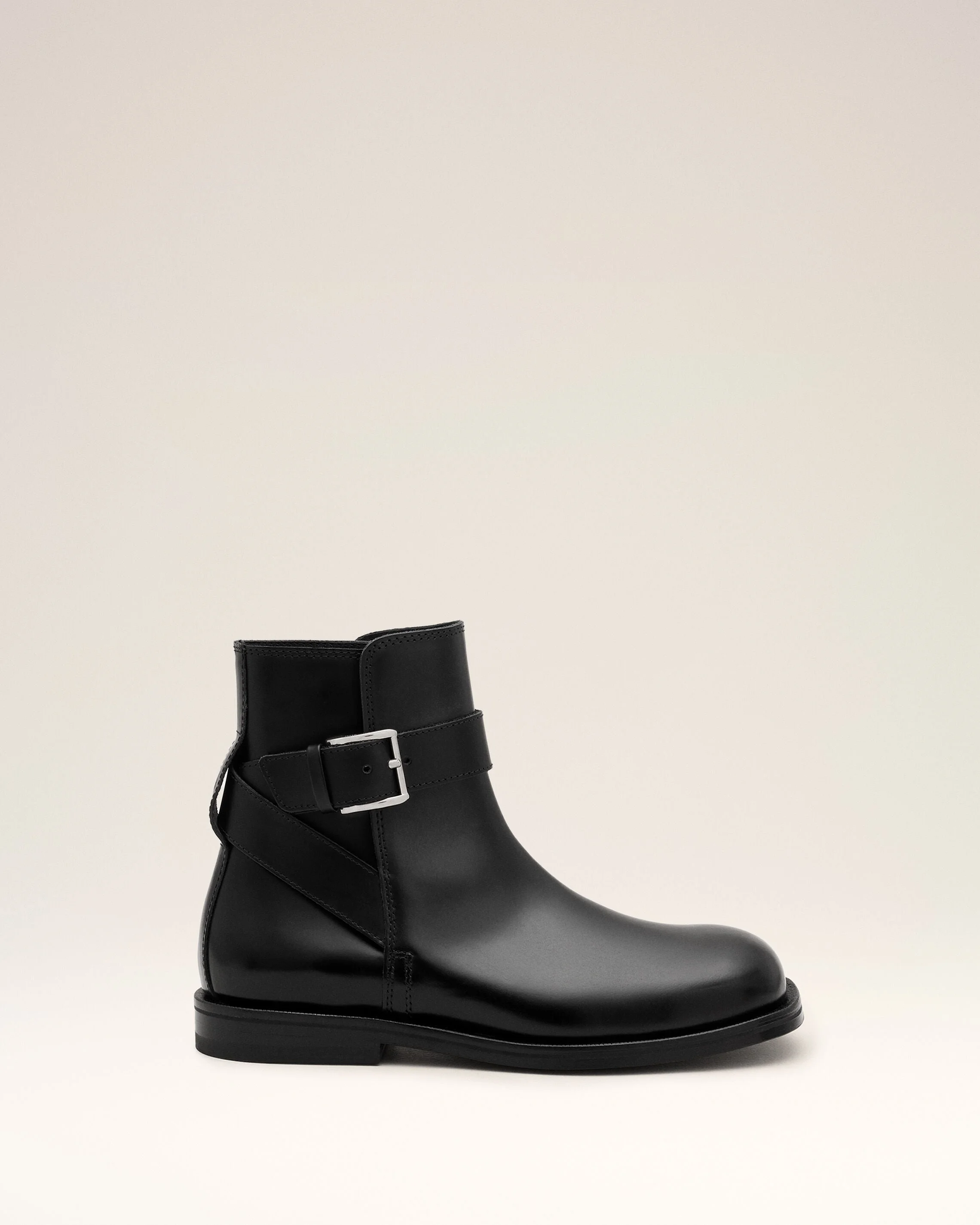 BLACK BUCKLE COW LEATHER BOOTS - 1