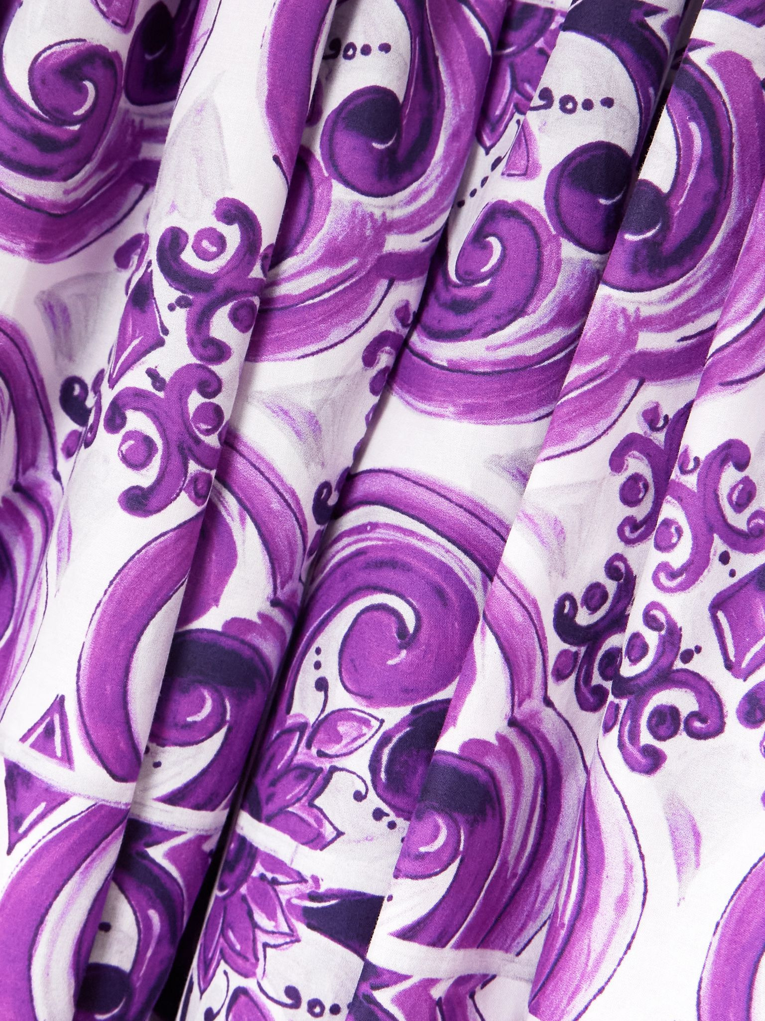 Printed cotton-poplin midi dress Purple - 4