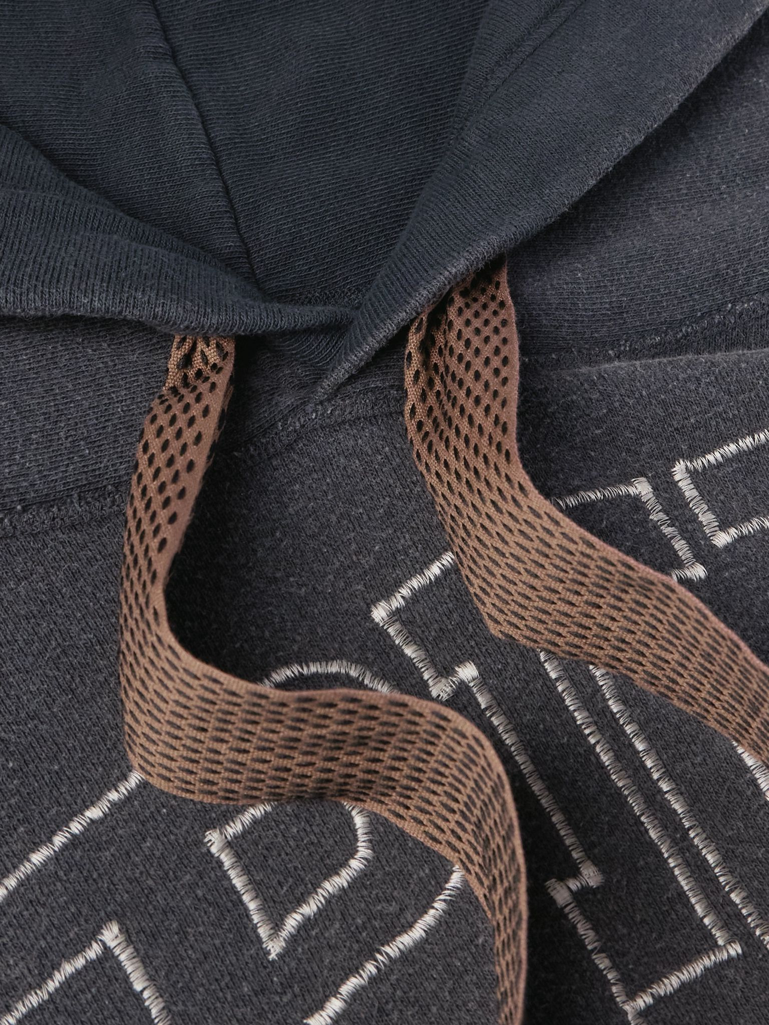 Oversized Logo-Embroidered Cotton-Jersey Hoodie Gray - 4