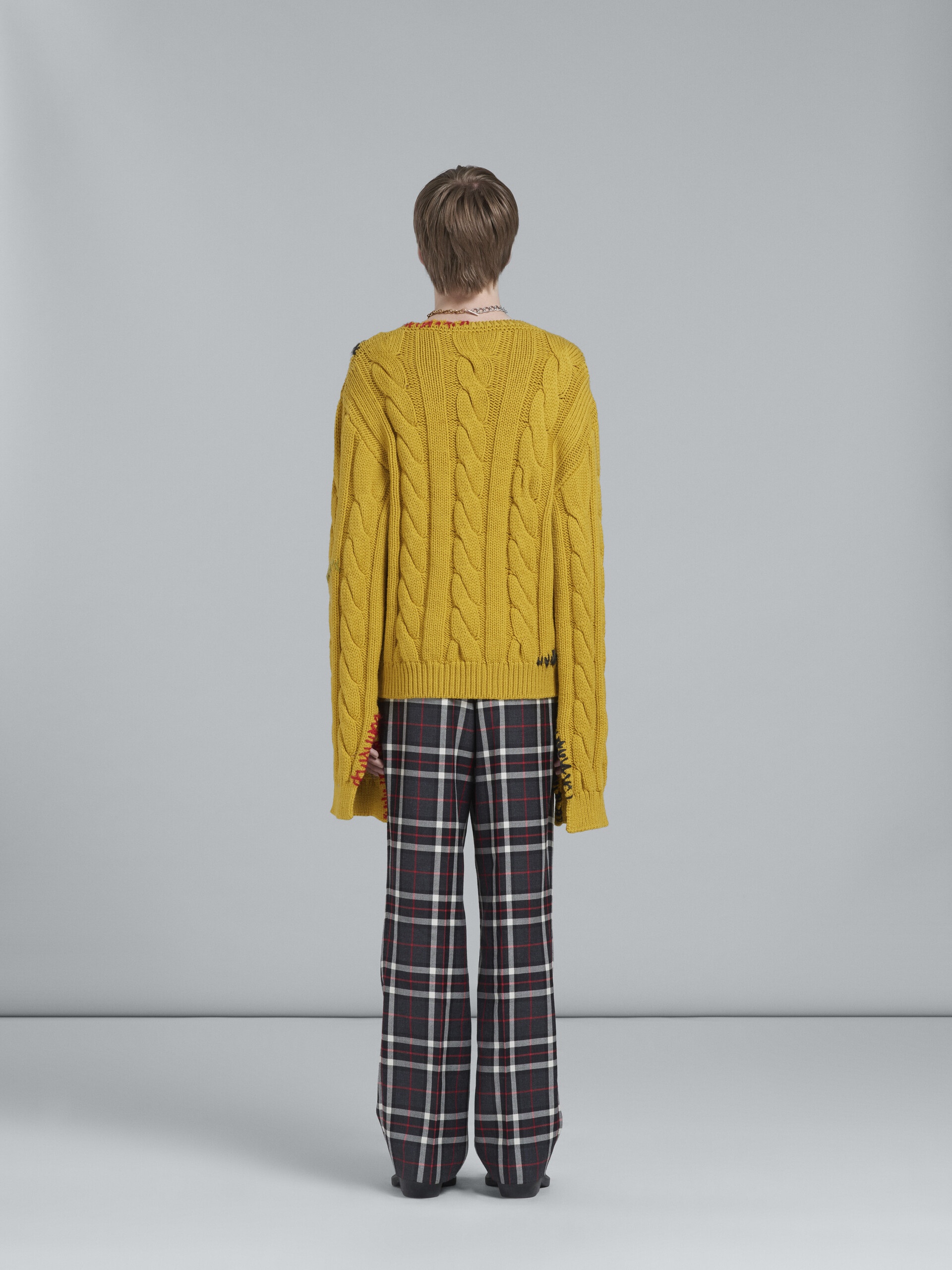 GREY TARTAN WOOL PANTS - 3