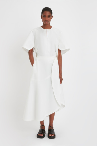 Victoria Beckham Stretch Cotton Structured Circle Skirt In White outlook