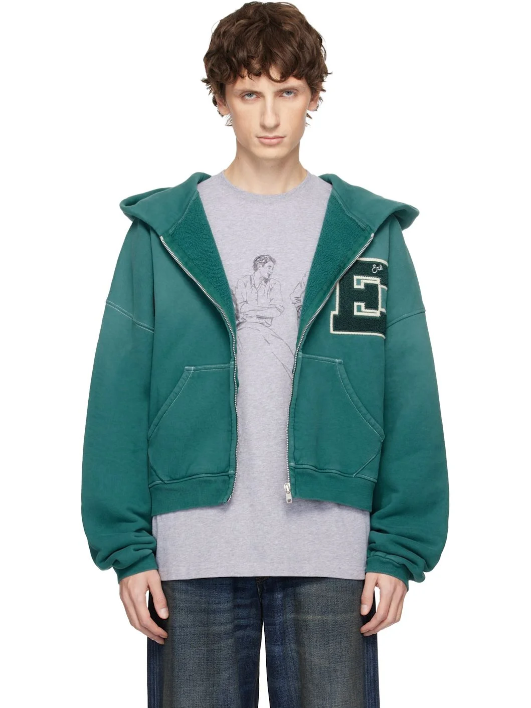 Green Letterman Hoodie - 1