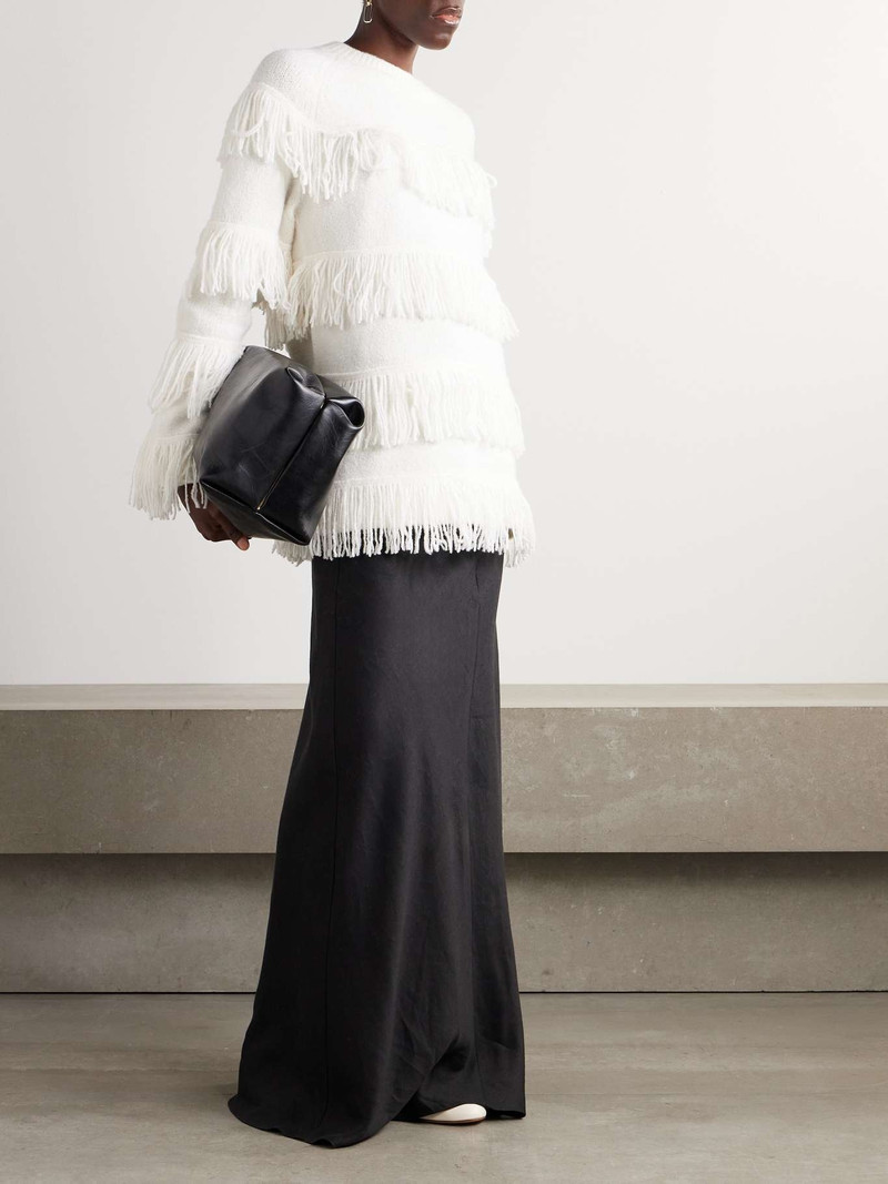 LISA YANG Agneta fringed cashmere-blend bouclé sweater Cream outlook