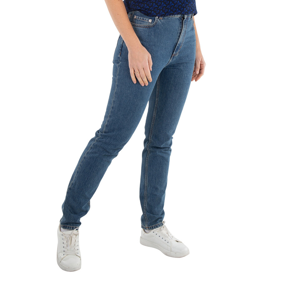 Burberry High Waisted Slim-Fit Denim Jeans - 4