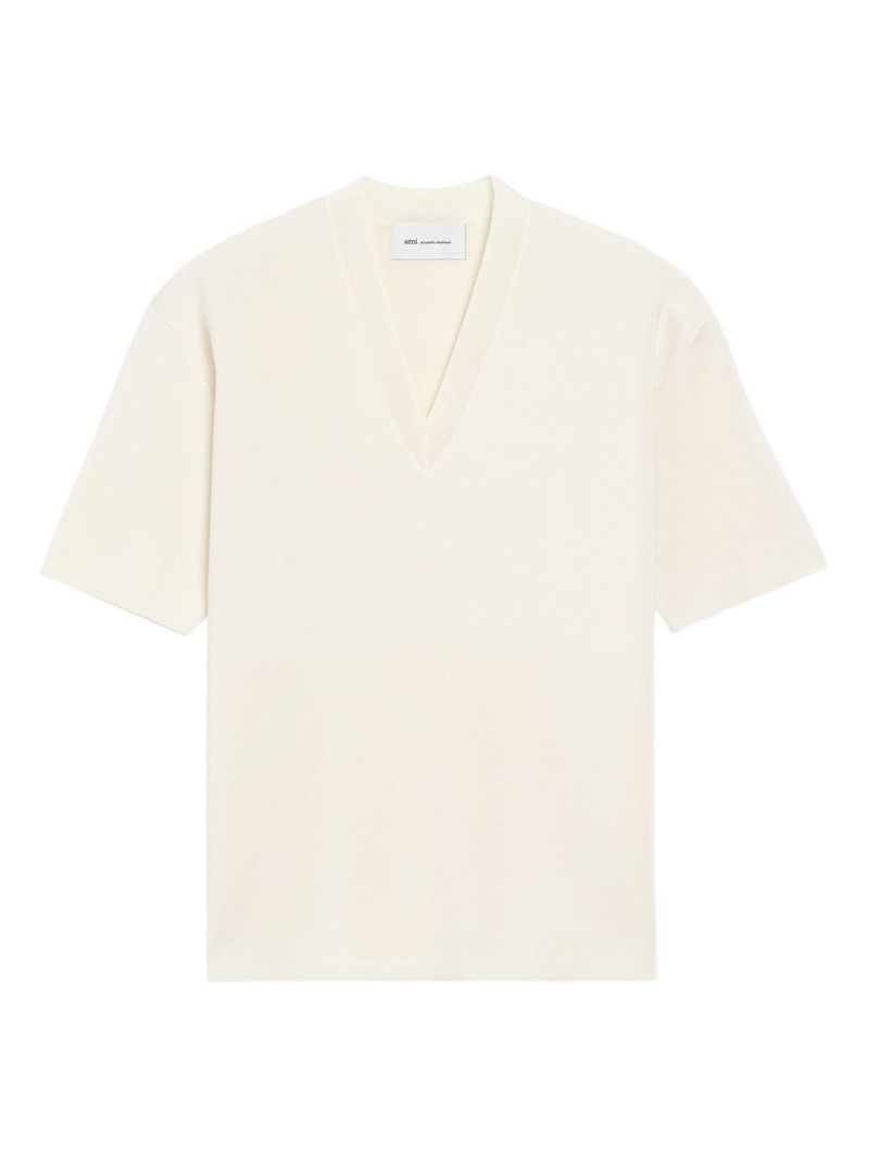 short-sleeved V-neck sweater 1
