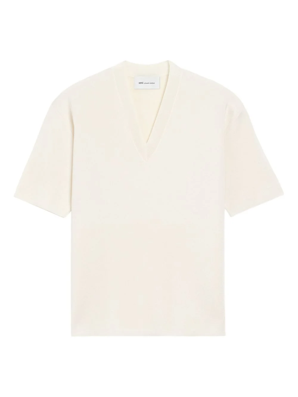 short-sleeved V-neck sweater - 1