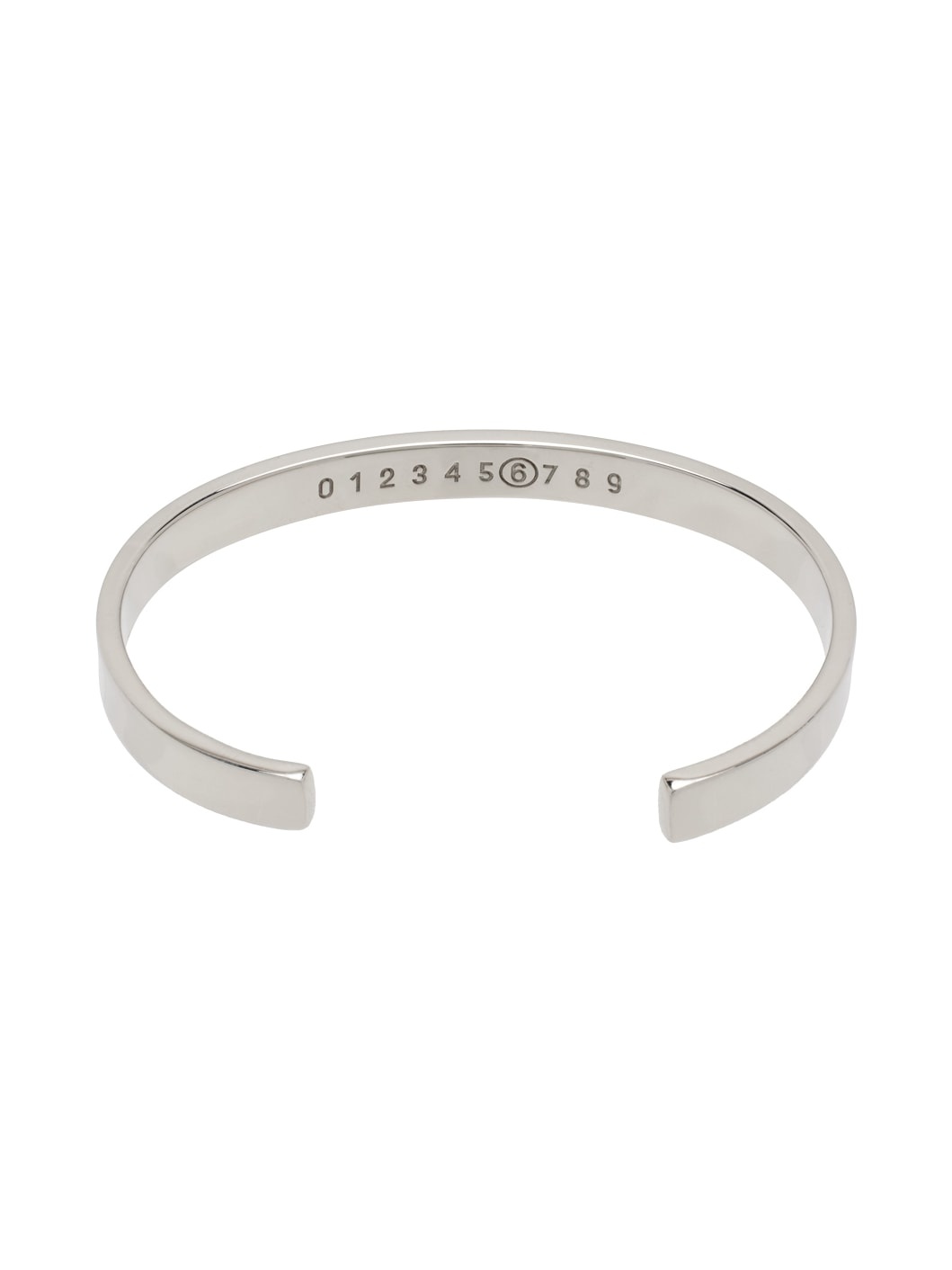 Silver Brass Minimal Logo Cuff Bracelet - 2