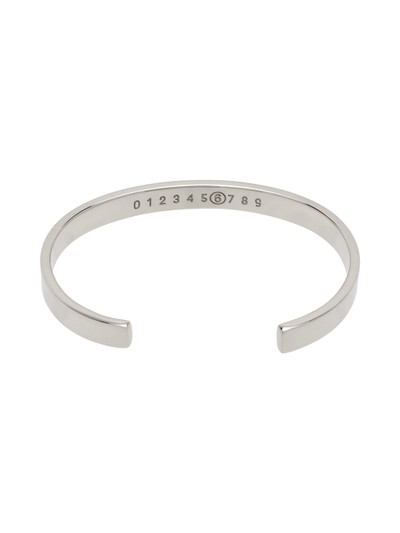 MM6 Maison Margiela Silver Brass Minimal Logo Cuff Bracelet outlook
