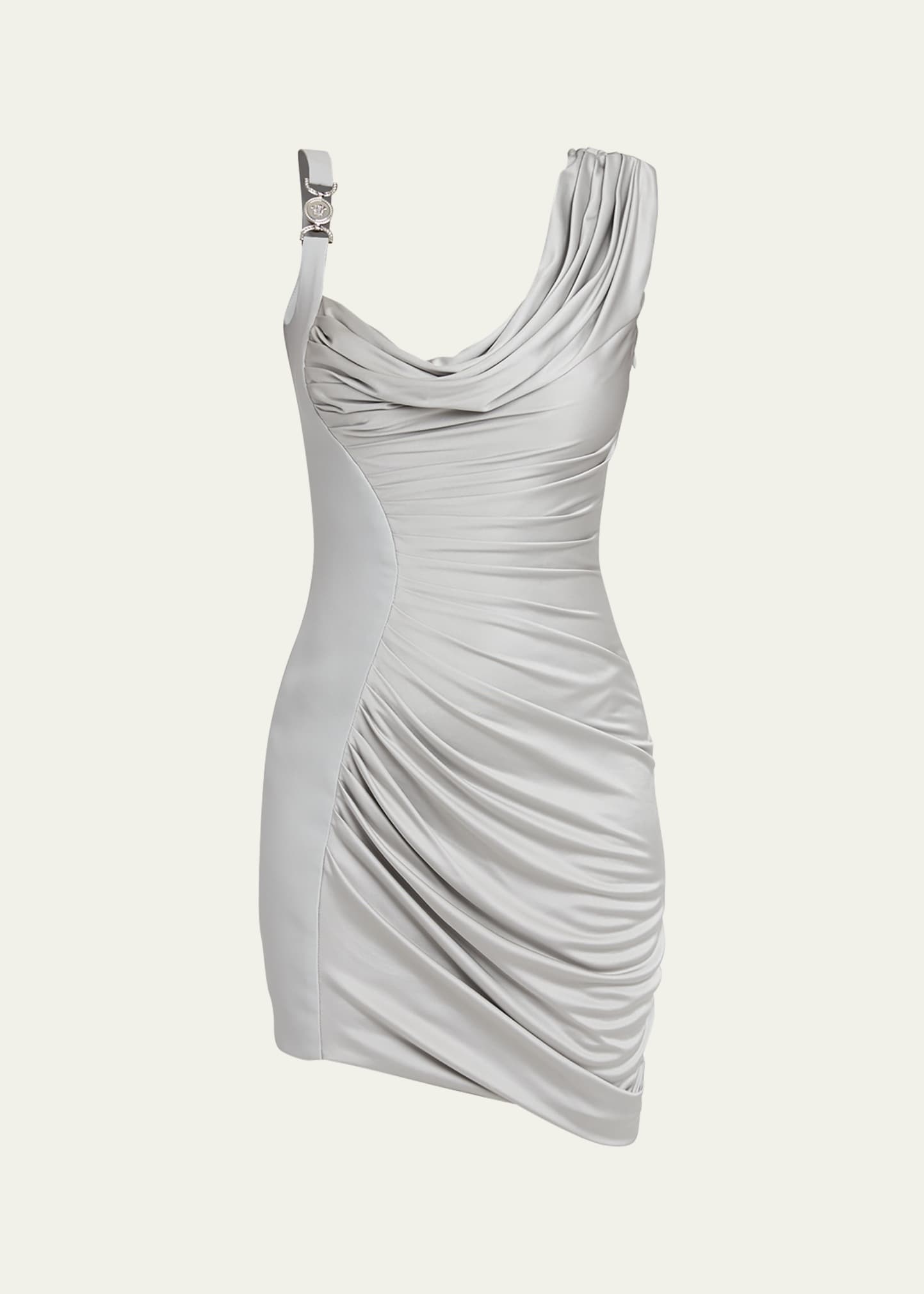 Draped Liquid Jersey Mini Cocktail Dress - 1