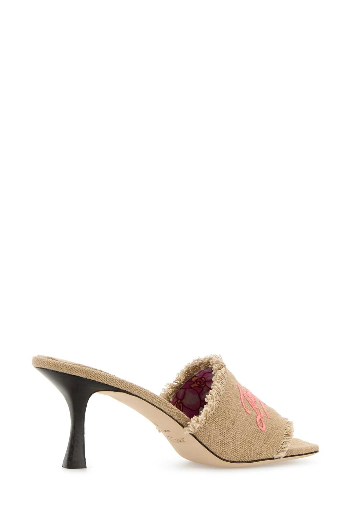 Jimmy Choo Women Beige Fabric Alexia 70 Mules - 3
