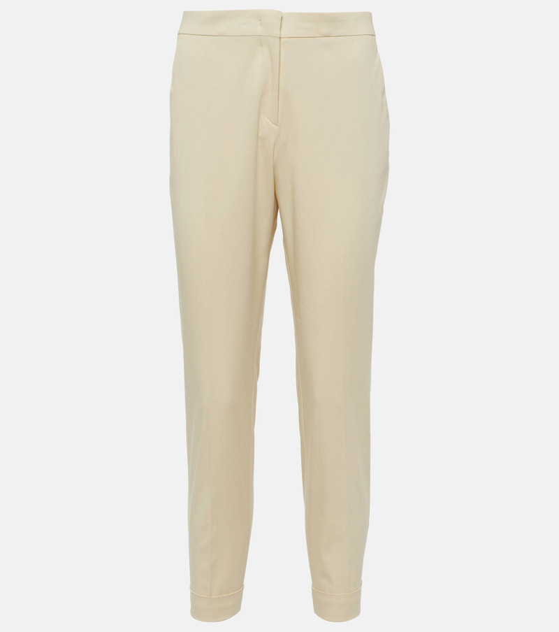 High-rise cotton-blend tapered pants - 1