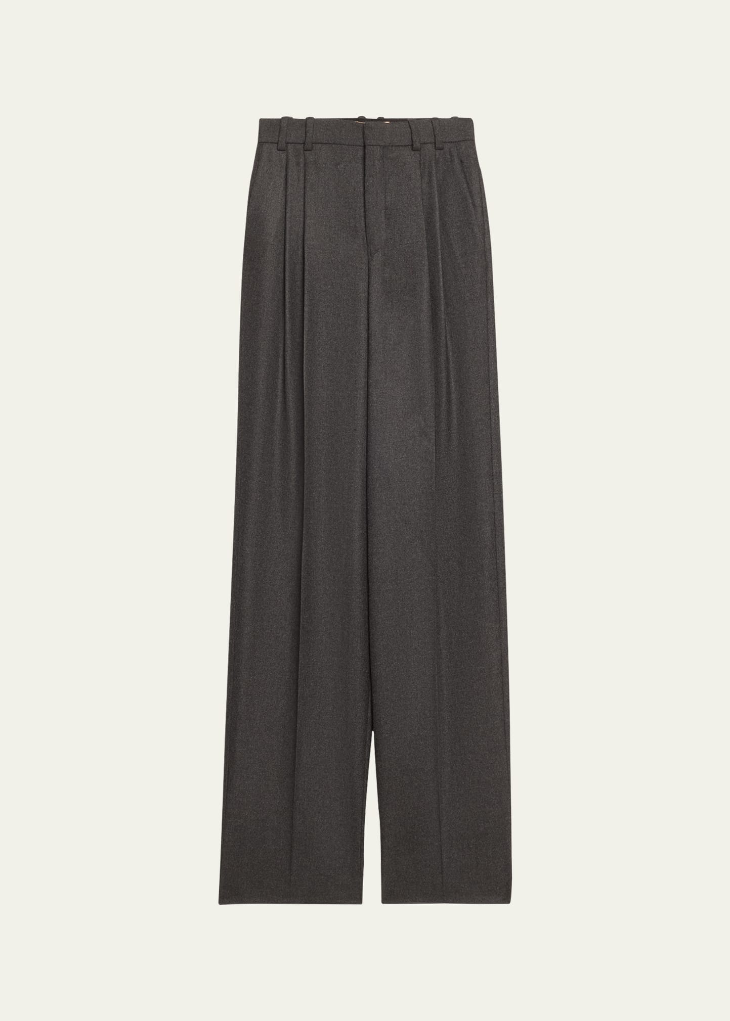 Wide-Leg Tailored Pants with Pleating - 1