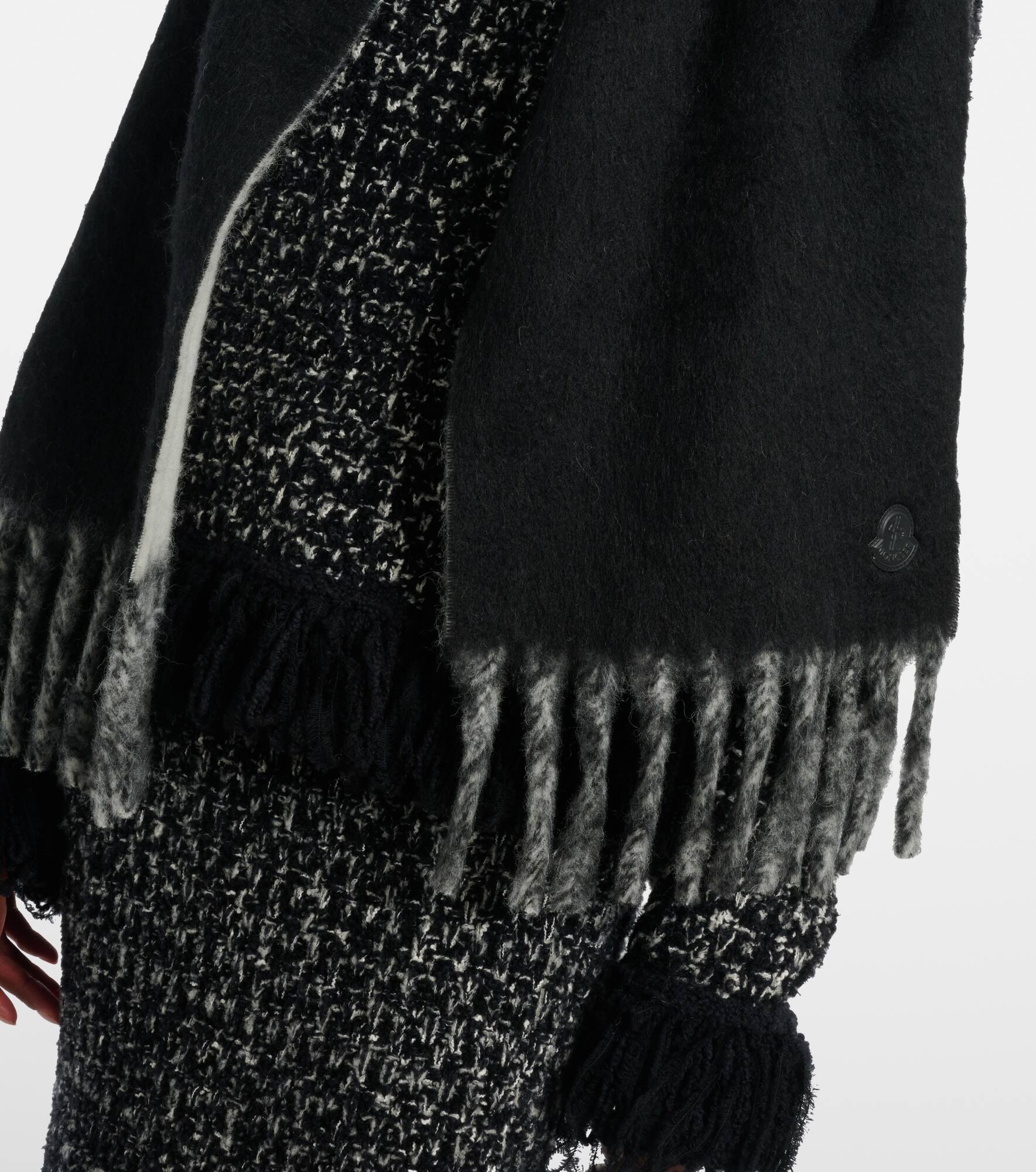 Logo alpaca and wool-blend scarf - 3