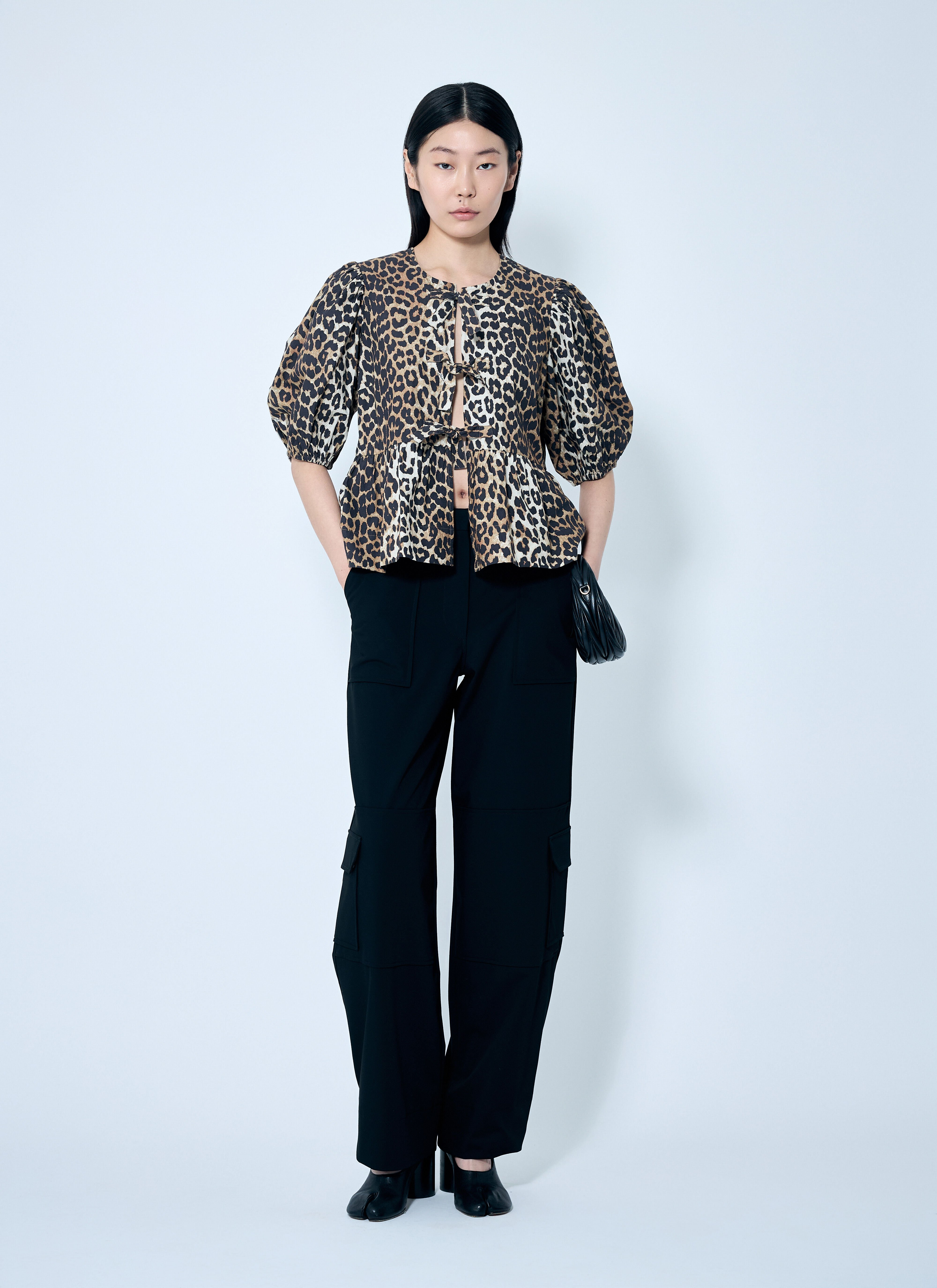 Leopard Poplin Peplum Blouse - 2