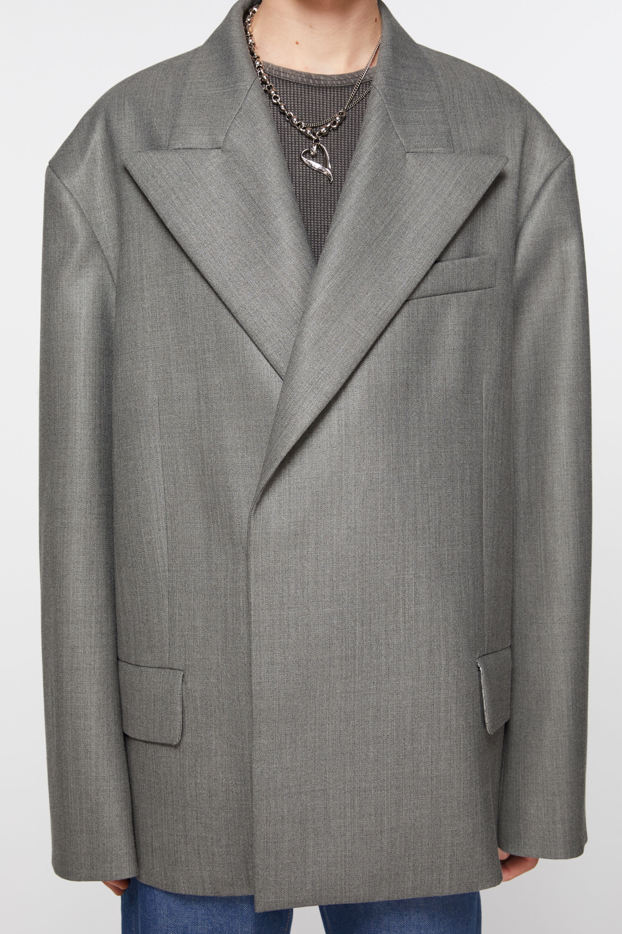 Relaxed fit suit jacket - Vintage grey melange - 5