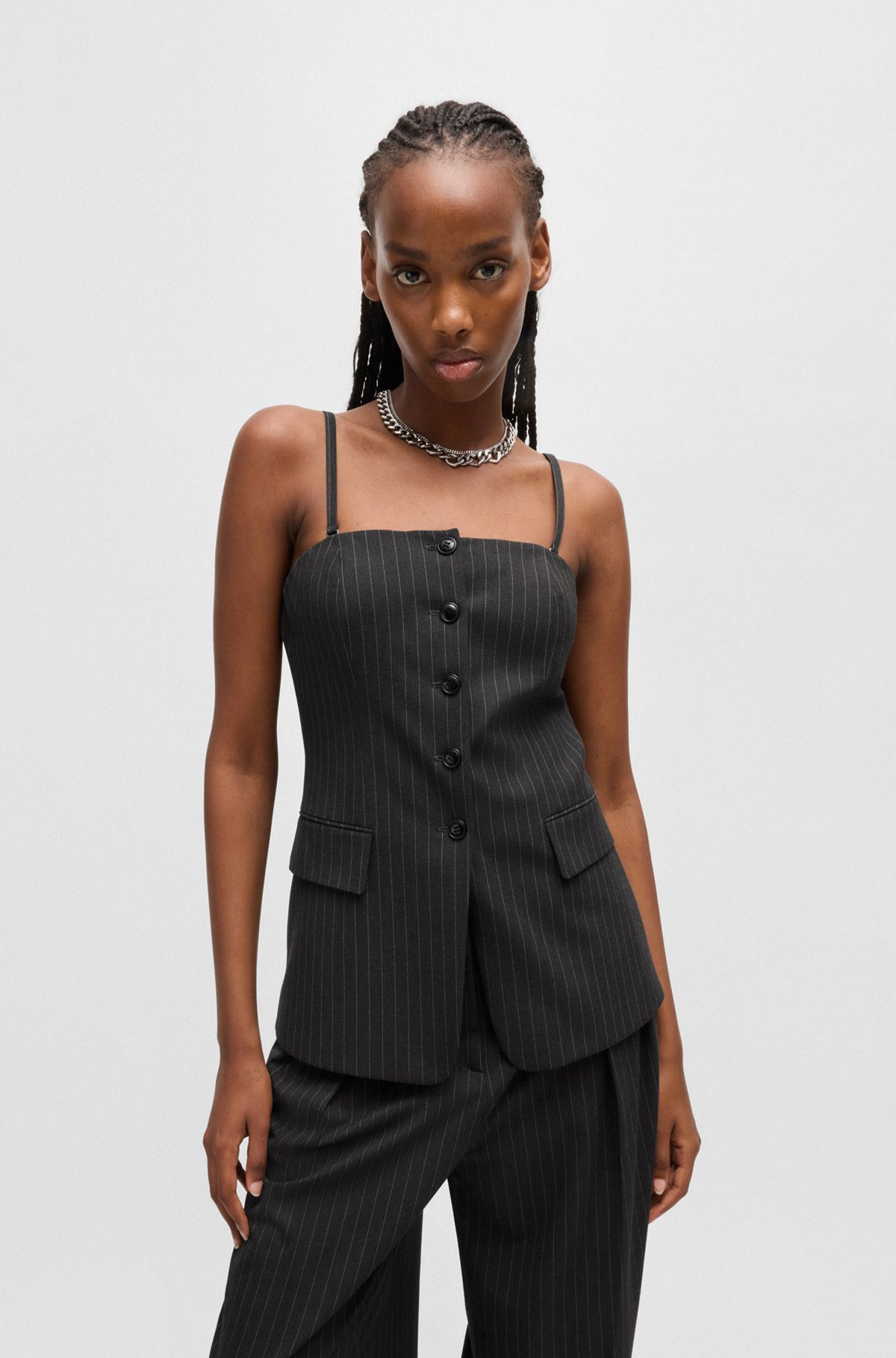 REGULAR-FIT TAILORED VEST IN PINSTRIPE STRETCH FABRIC - 2