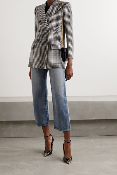 SAINT LAURENT Double-breasted checked wool blazer outlook