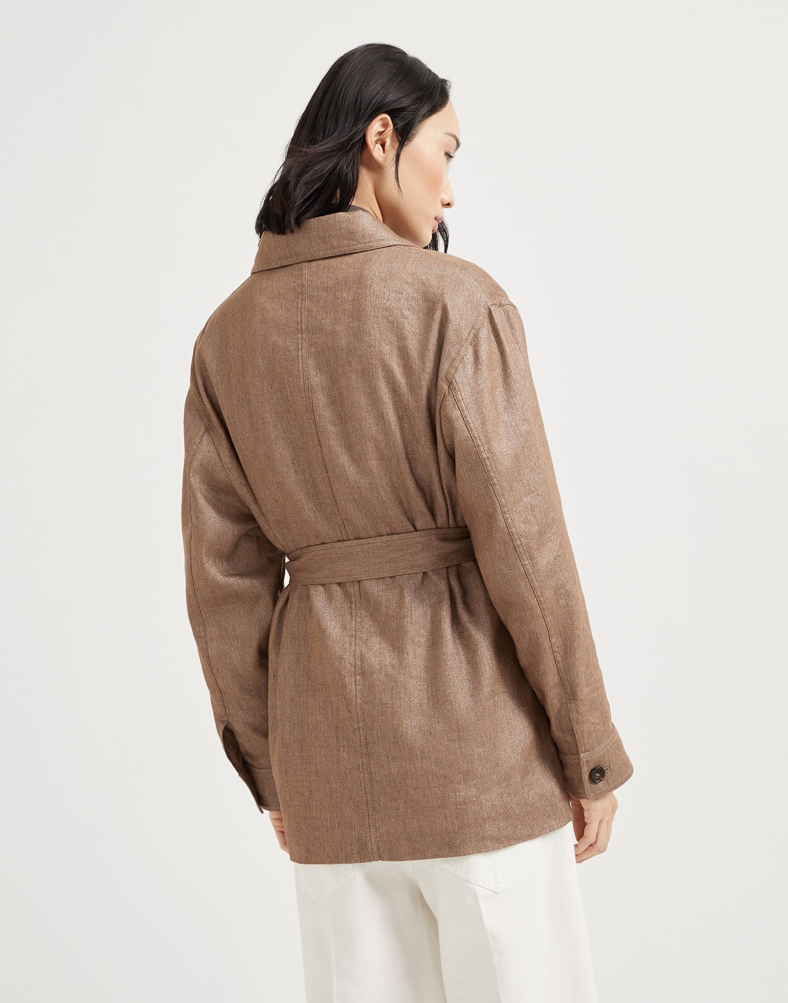 Techno virgin wool and linen sparkling twill safari blazer and monili - 2