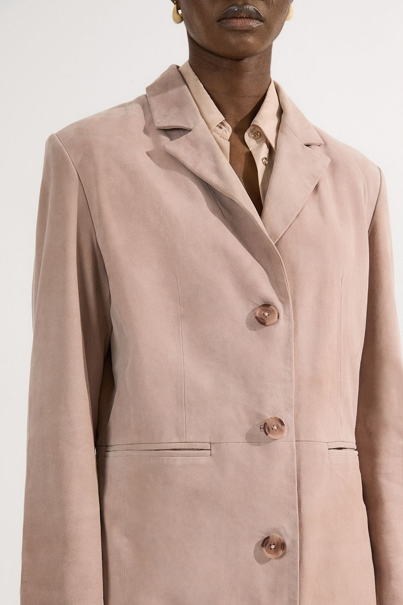 Suede Tailored Single Breasted Blazer 3