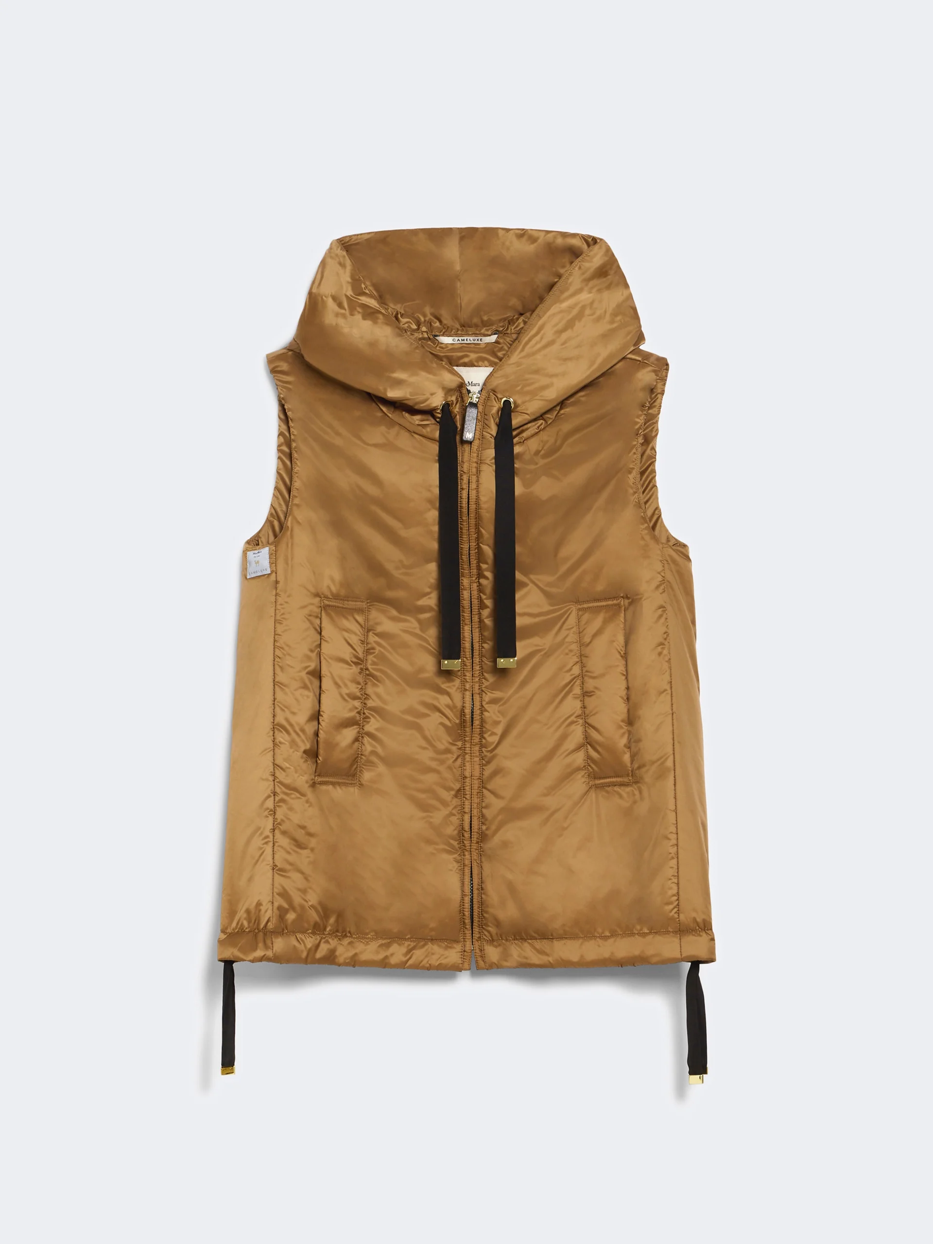 GREENGO Padded, hooded gilet in water-repellent canvas - CARAMEL - 1