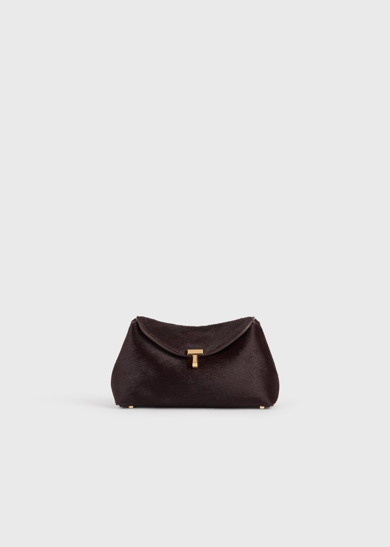 Mini T-lock pony hair clutch wine 8