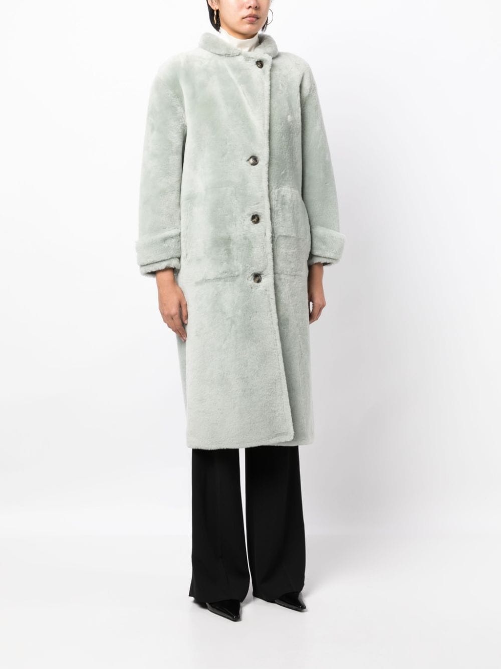 button-up mid-length coat - 3
