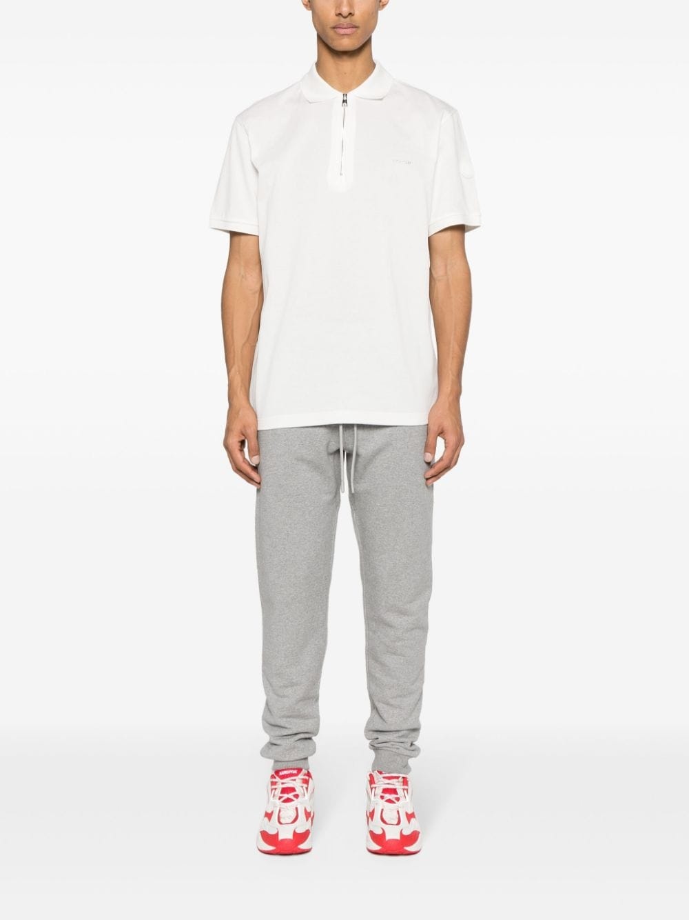 logo-patch cotton track trousers - 2