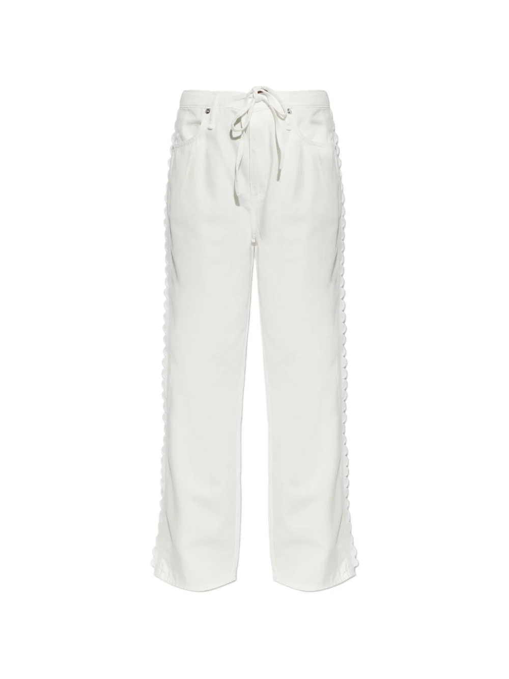 scallop-trim drawstring jeans - 1