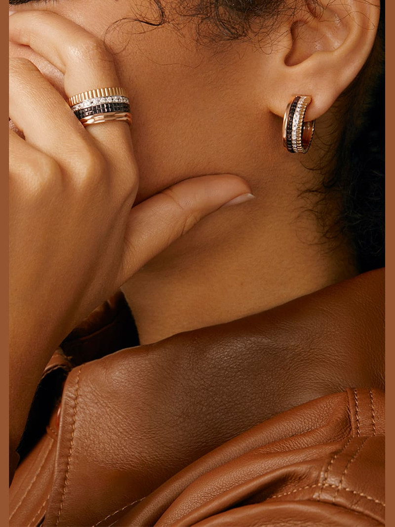 Boucheron Quatre Large Ring in Tricolor Gold with Brown PVD and Diamonds outlook